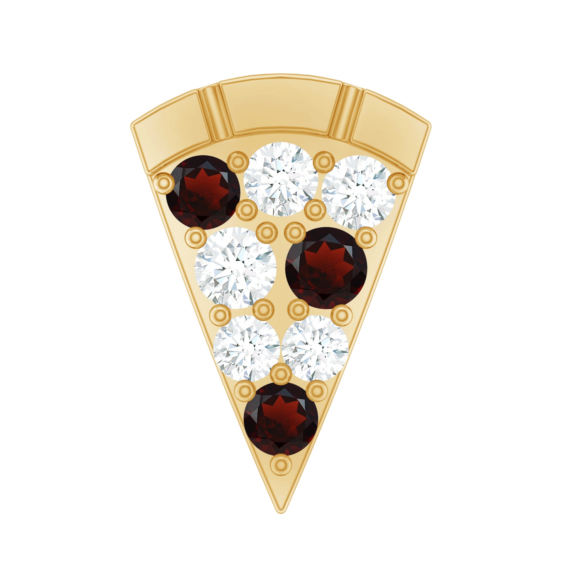 Round Cut Garnet and Diamond Pizza Slice Helix Earring in Gold