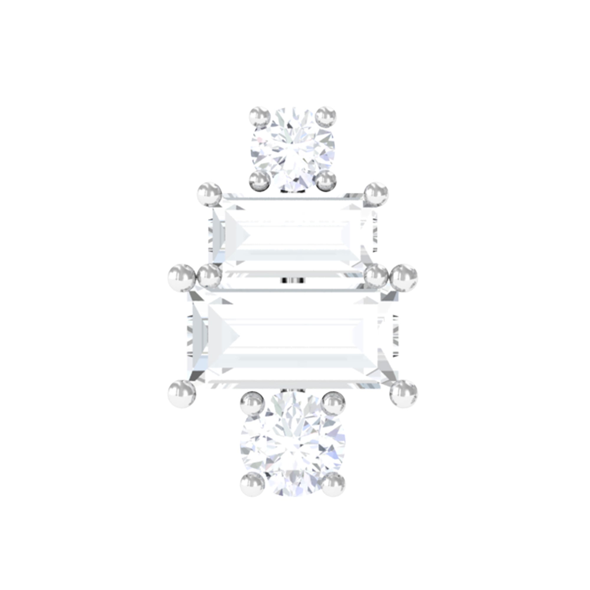 Baguette and Round Moissanite Designer Earring for Helix Piercing D-VS1 - Rosec Jewels