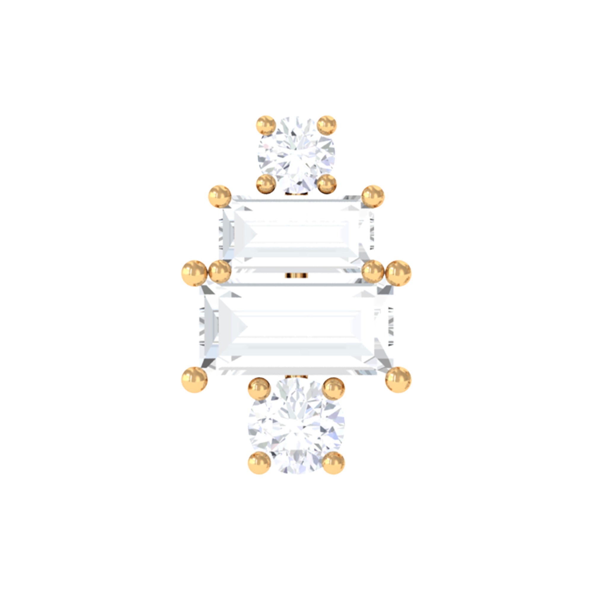Baguette and Round Moissanite Designer Earring for Helix Piercing D-VS1 - Rosec Jewels