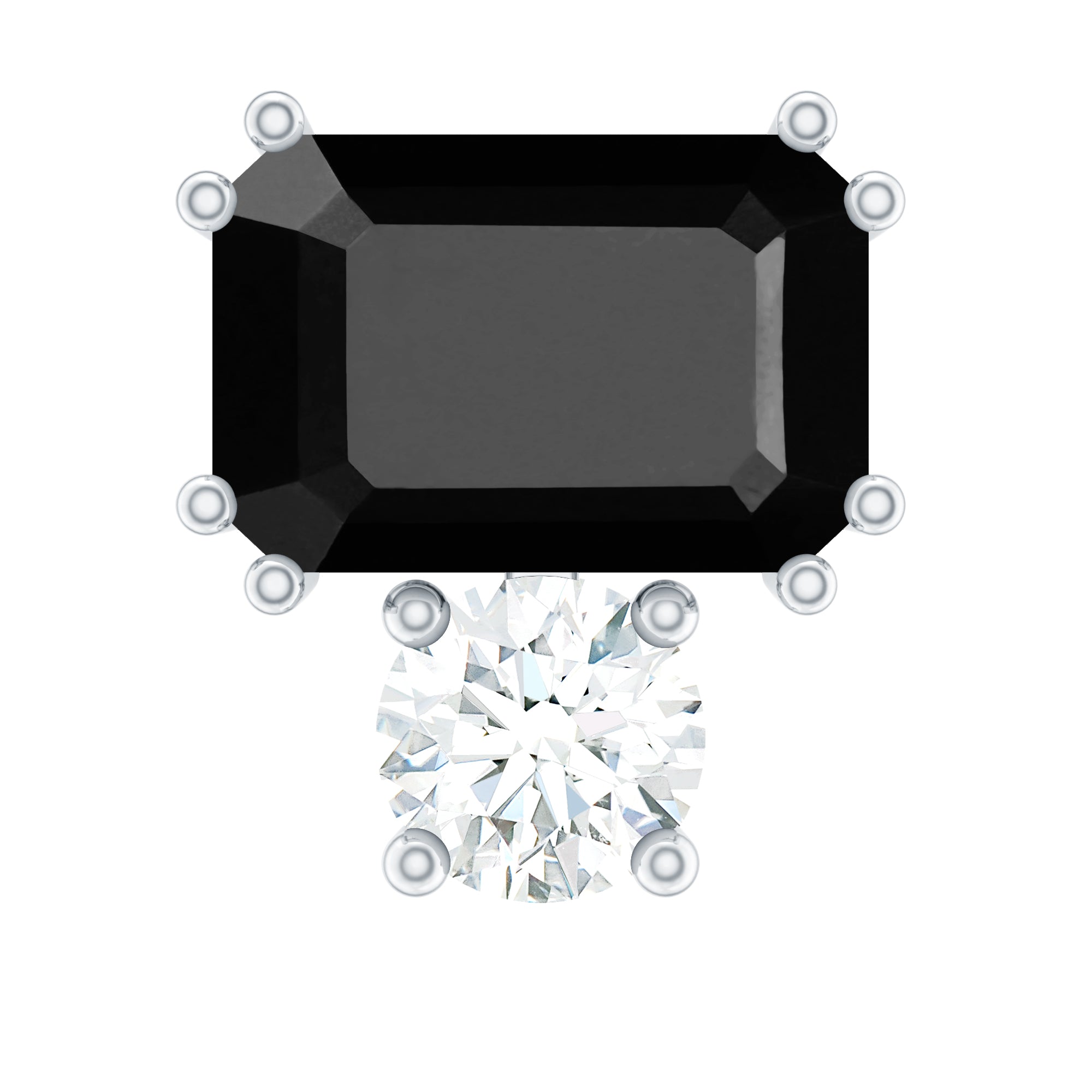 Lab Grown Black and White Diamond Helix Piercing Earring AAAA ( Synthetic ) - Rosec Jewels