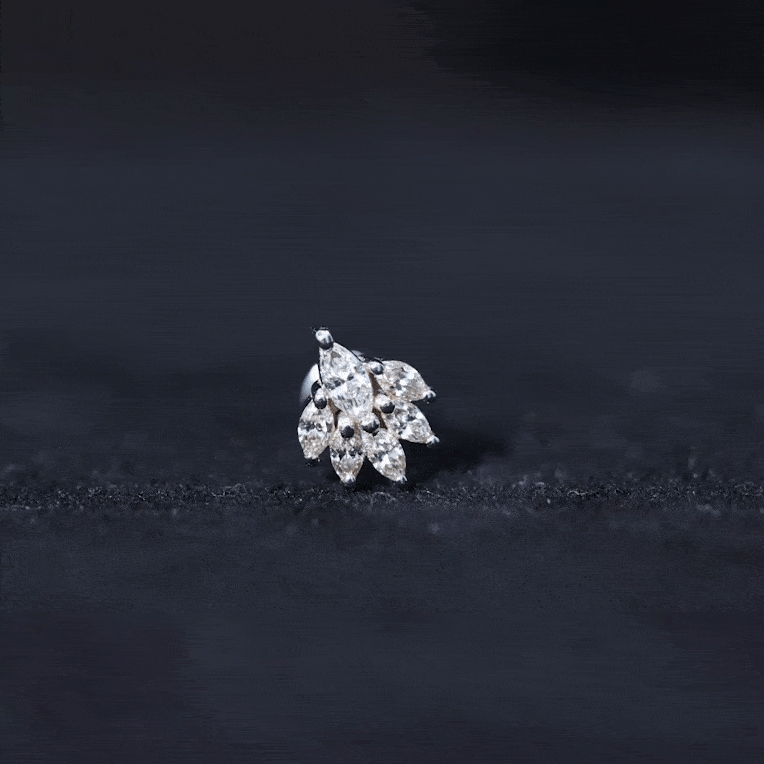 Marquise Moissanite Cluster Leaf Earring for Cartilage Piercing D-VS1 - Rosec Jewels