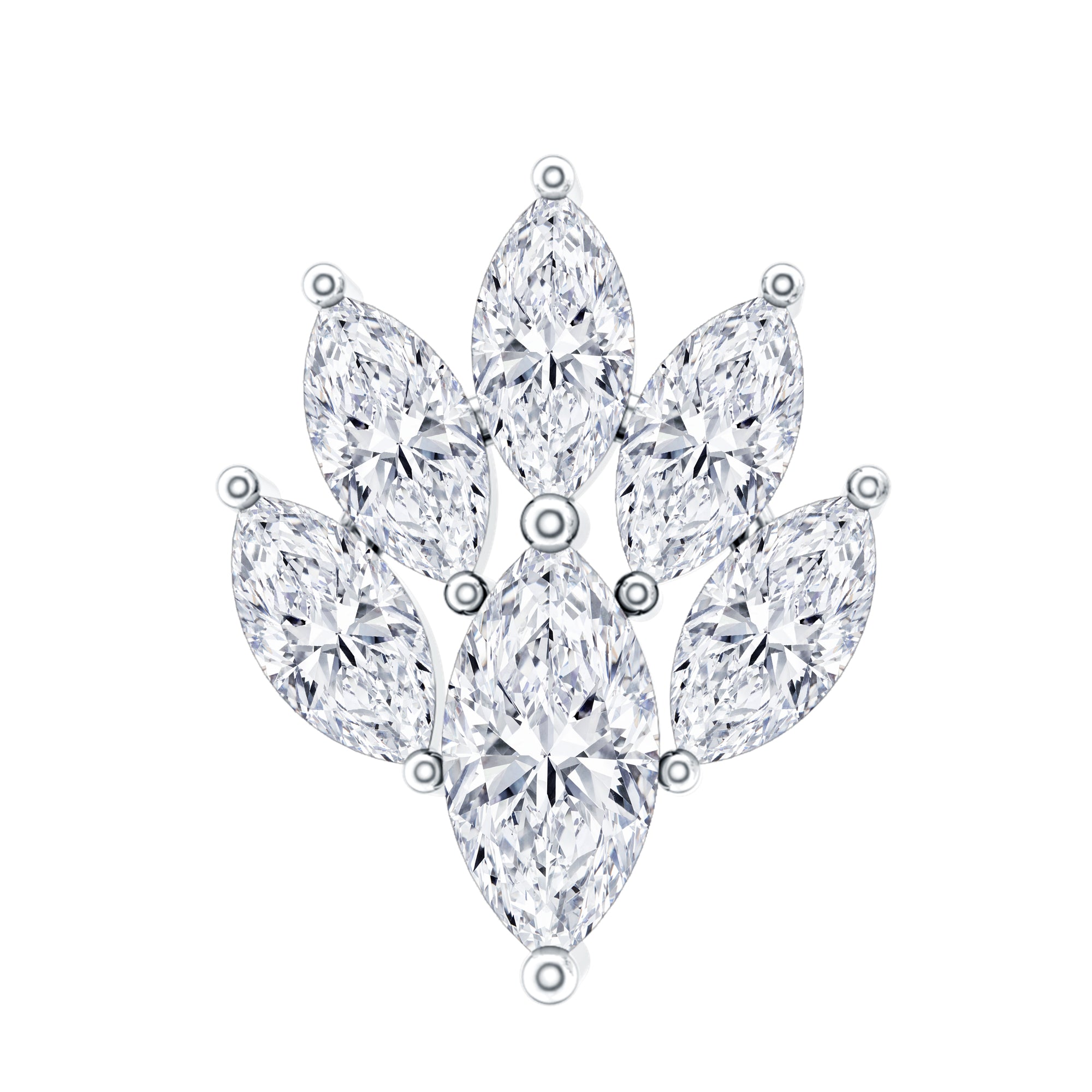 Marquise Moissanite Cluster Leaf Earring for Cartilage Piercing D-VS1 - Rosec Jewels