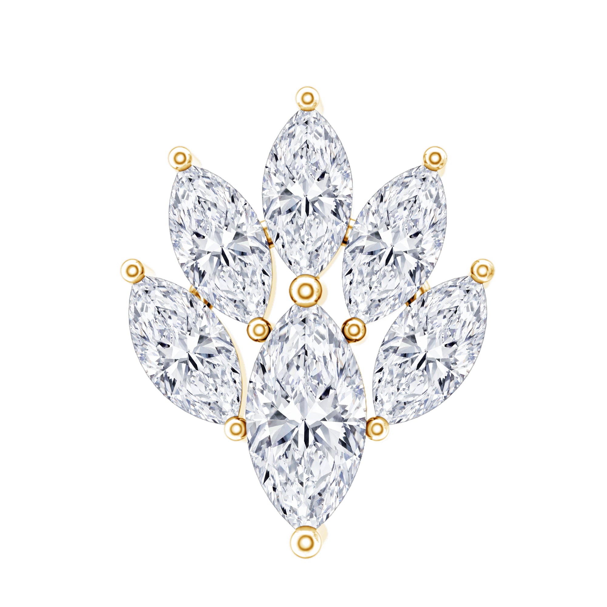 Marquise Moissanite Cluster Leaf Earring for Cartilage Piercing D-VS1 - Rosec Jewels