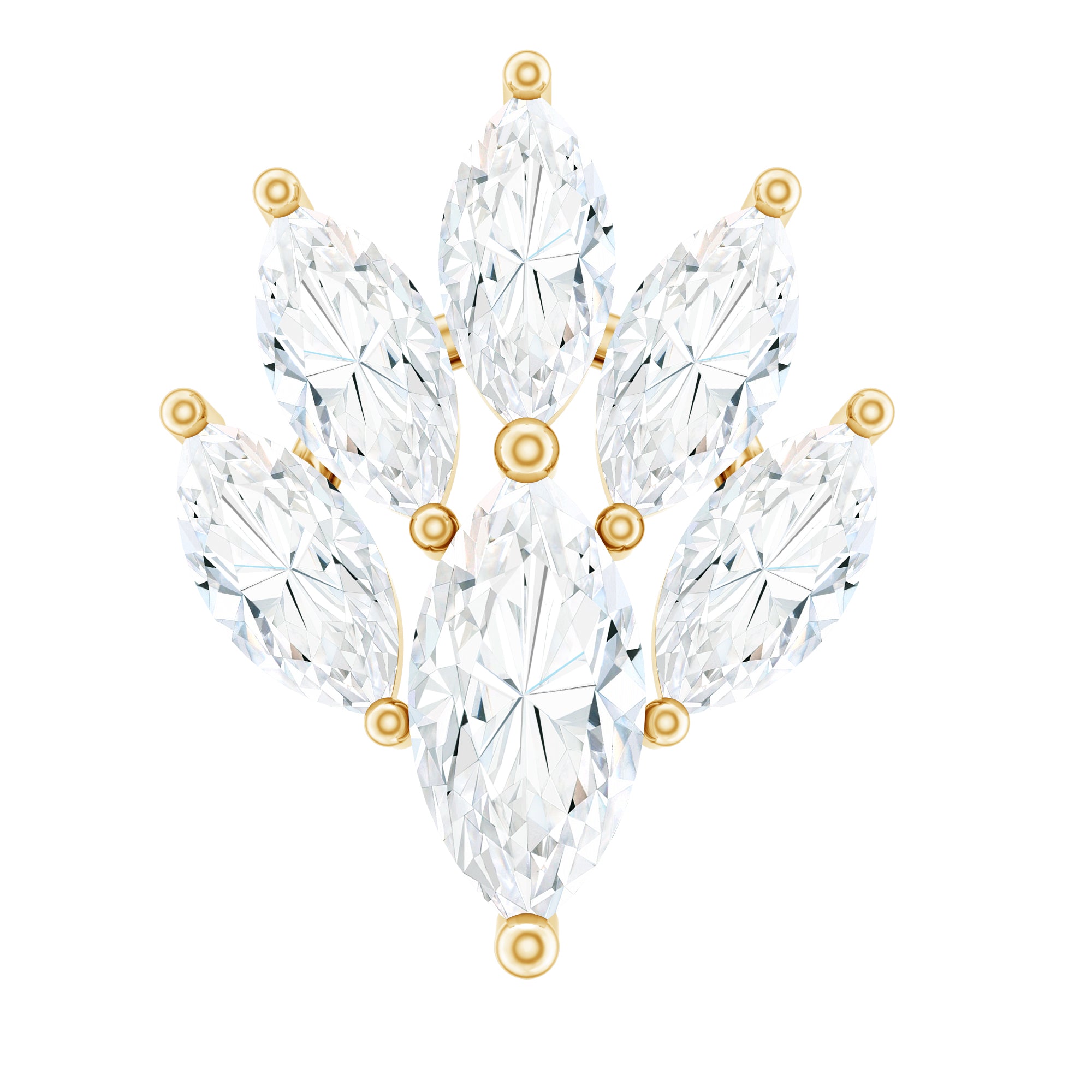 Marquise Moissanite Cluster Leaf Earring for Cartilage Piercing