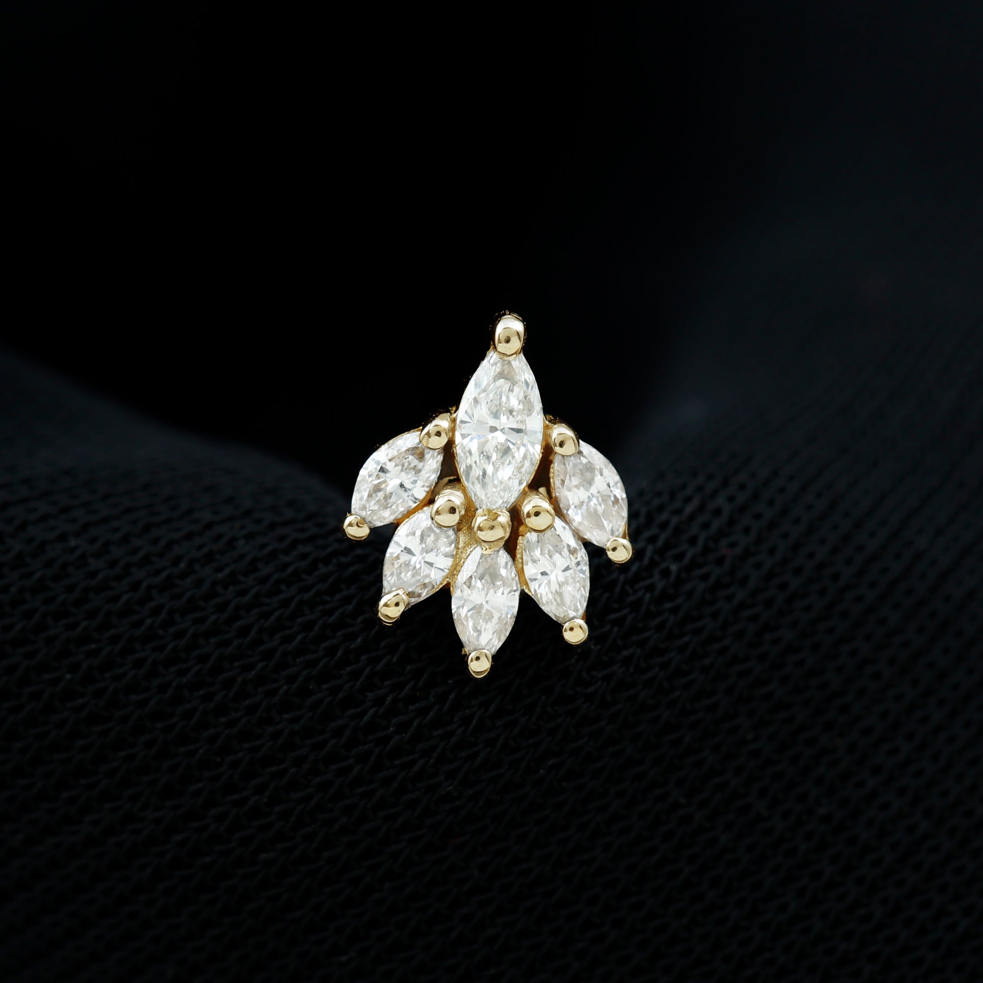 Marquise Moissanite Cluster Leaf Earring for Cartilage Piercing D-VS1 - Rosec Jewels