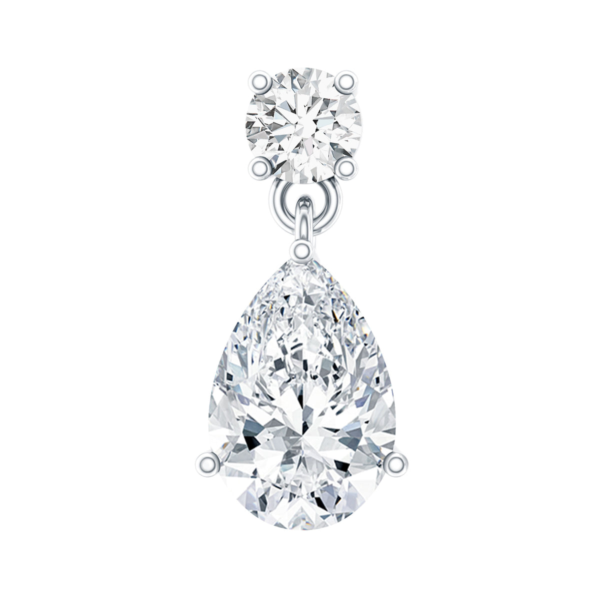 Round And Pear Drop Stud Earrings