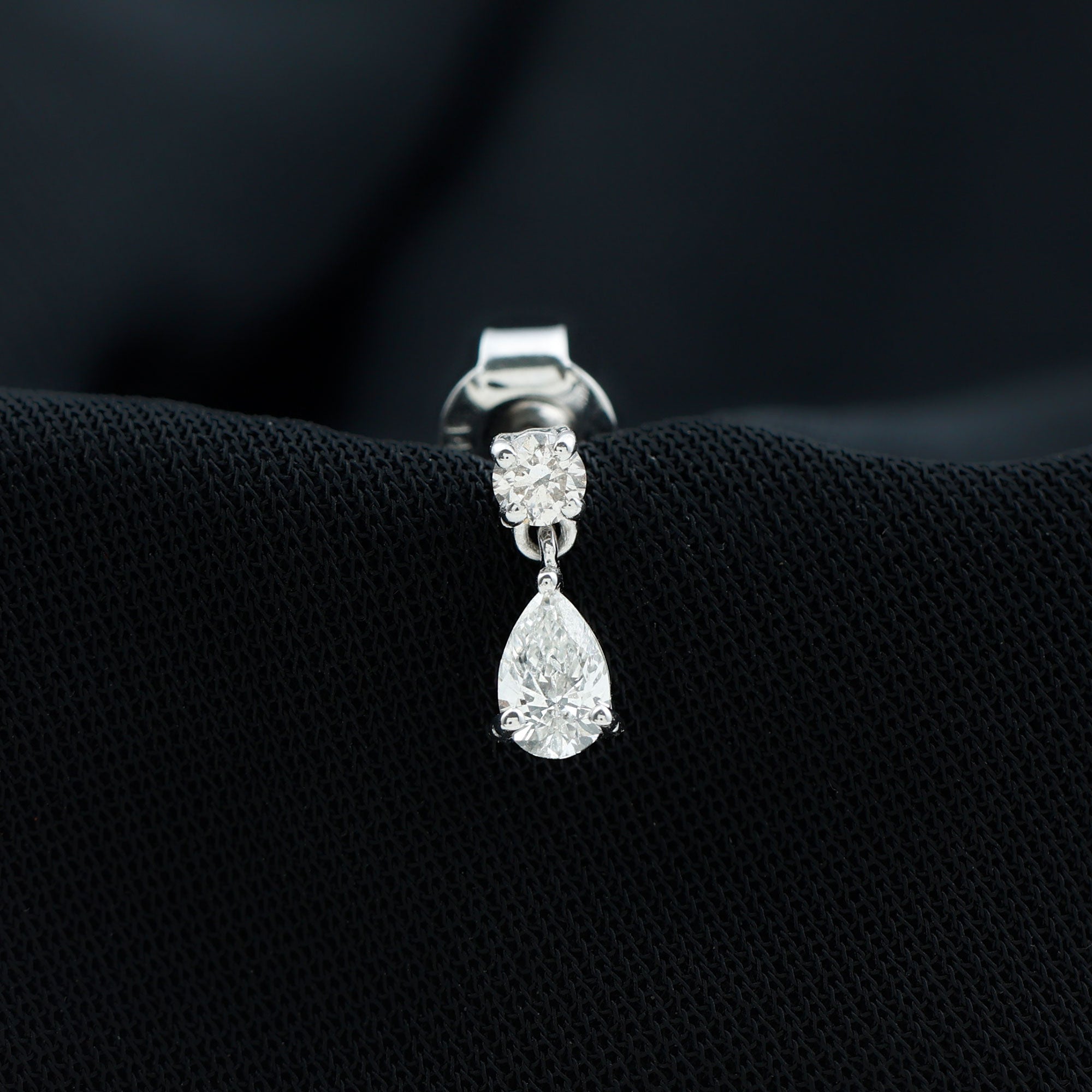 Pear and Round Cut Diamond Stud Drop Helix Earring Natural - ( HI-SI ) - Rosec Jewels