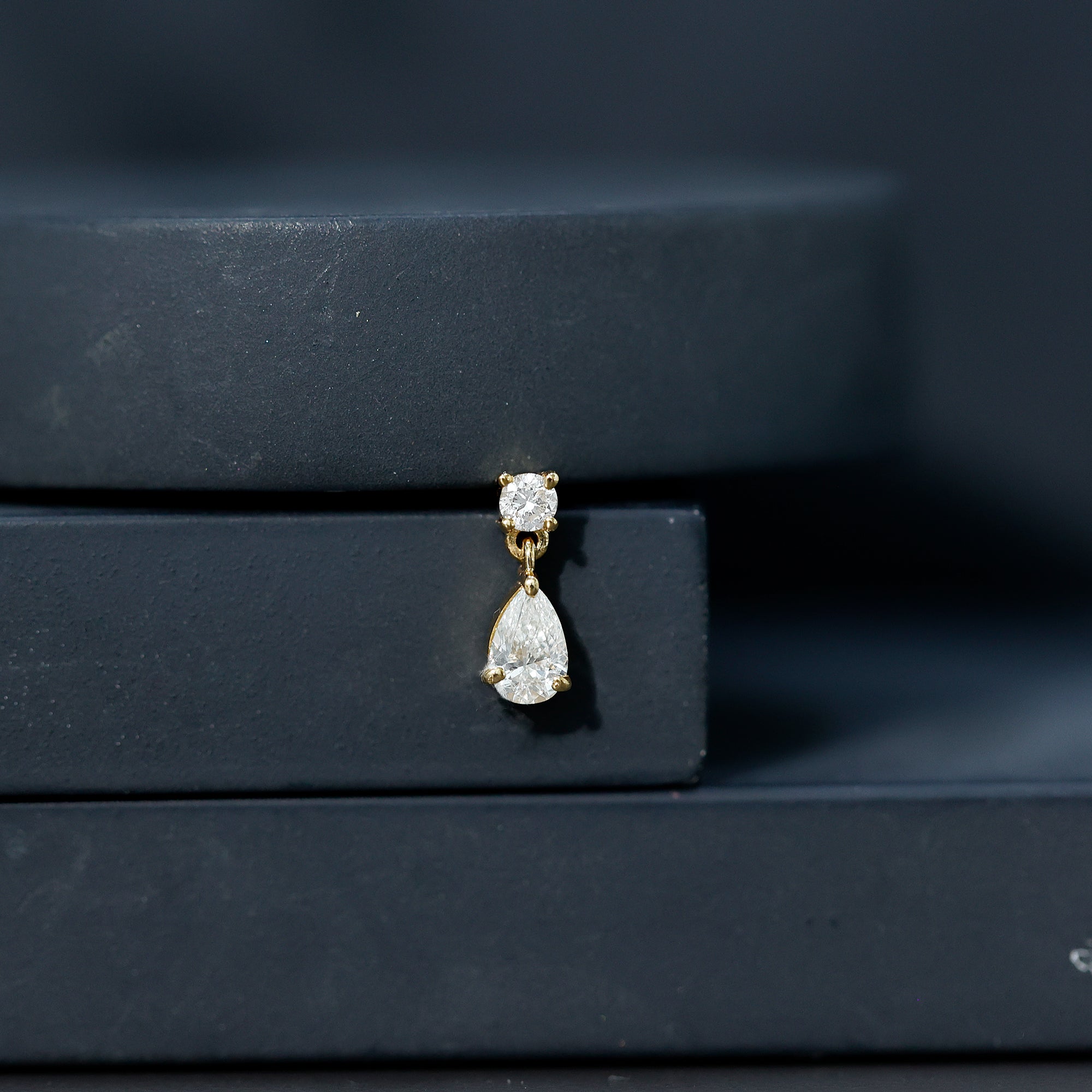 Pear and Round Cut Diamond Stud Drop Helix Earring Natural - ( HI-SI ) - Rosec Jewels