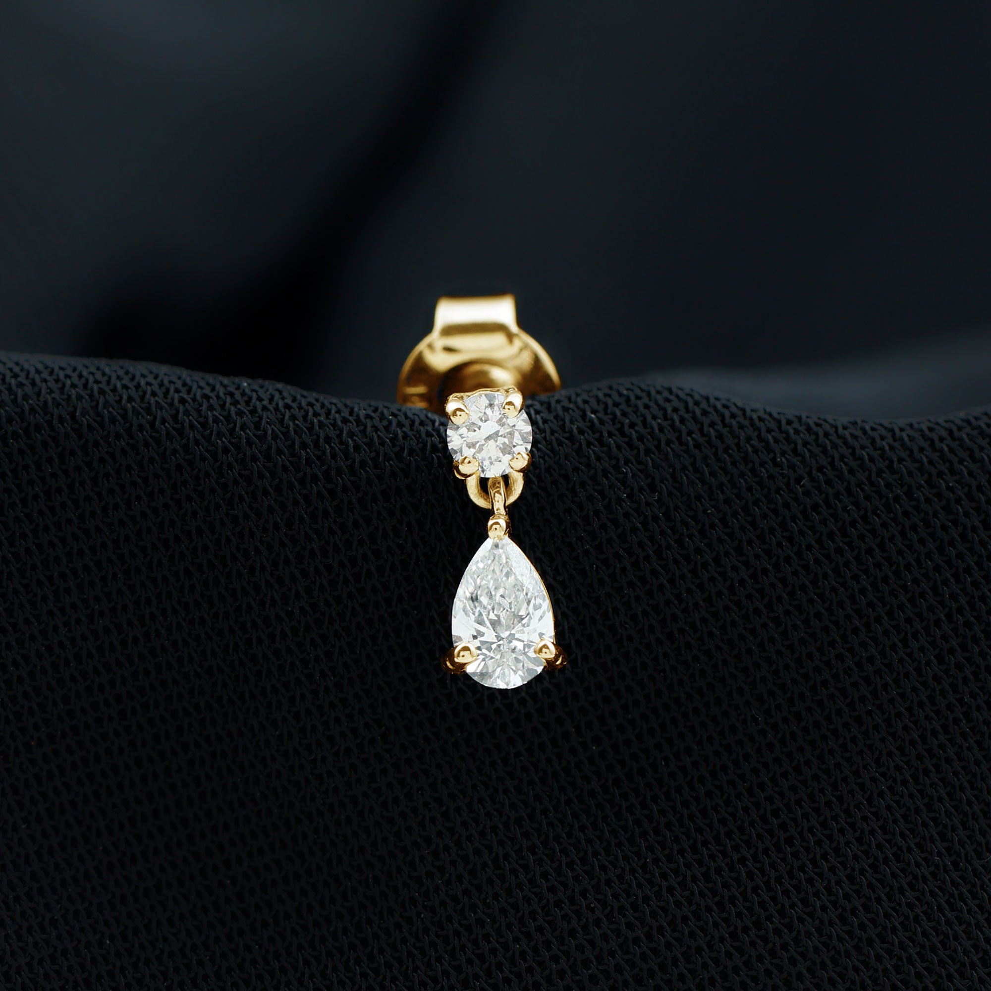 Pear and Round Cut Diamond Stud Drop Helix Earring Natural - ( HI-SI ) - Rosec Jewels