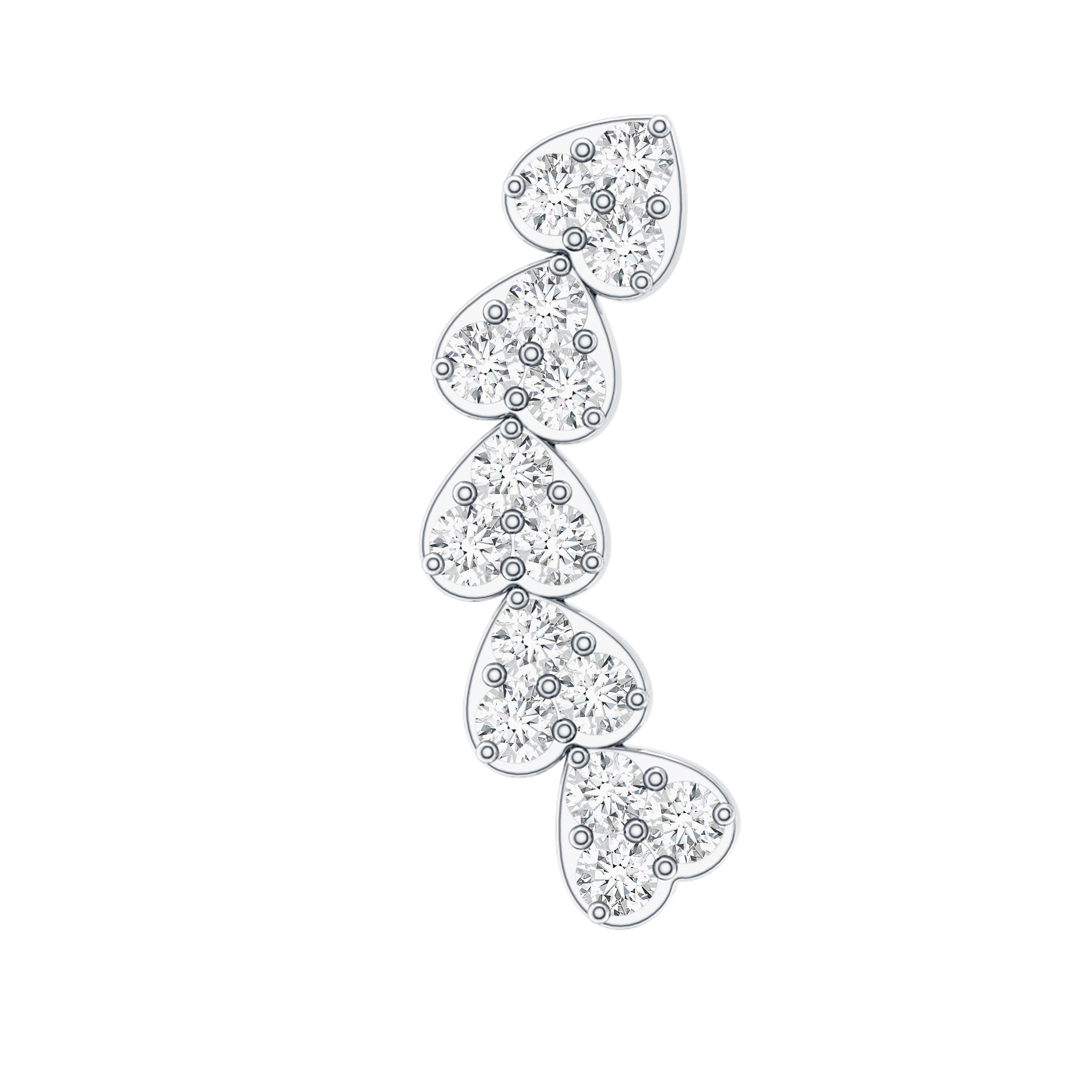 Certified Moissanite Heart Curved Crawler Earring D-VS1 - Rosec Jewels