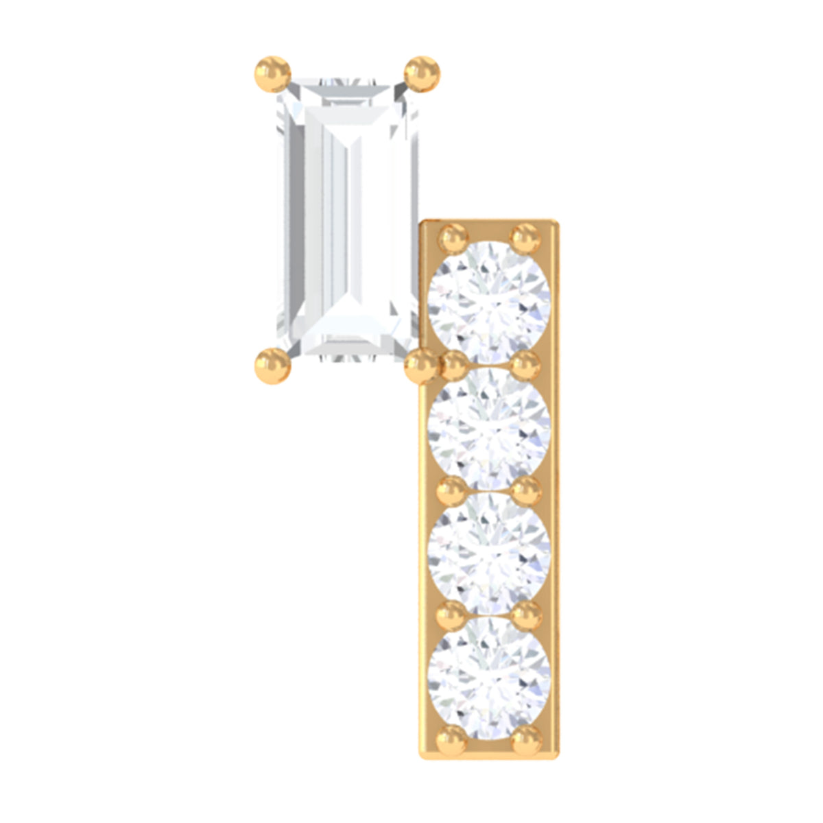 Moissanite Unique Bar Earring for Tragus Piercing D-VS1 - Rosec Jewels