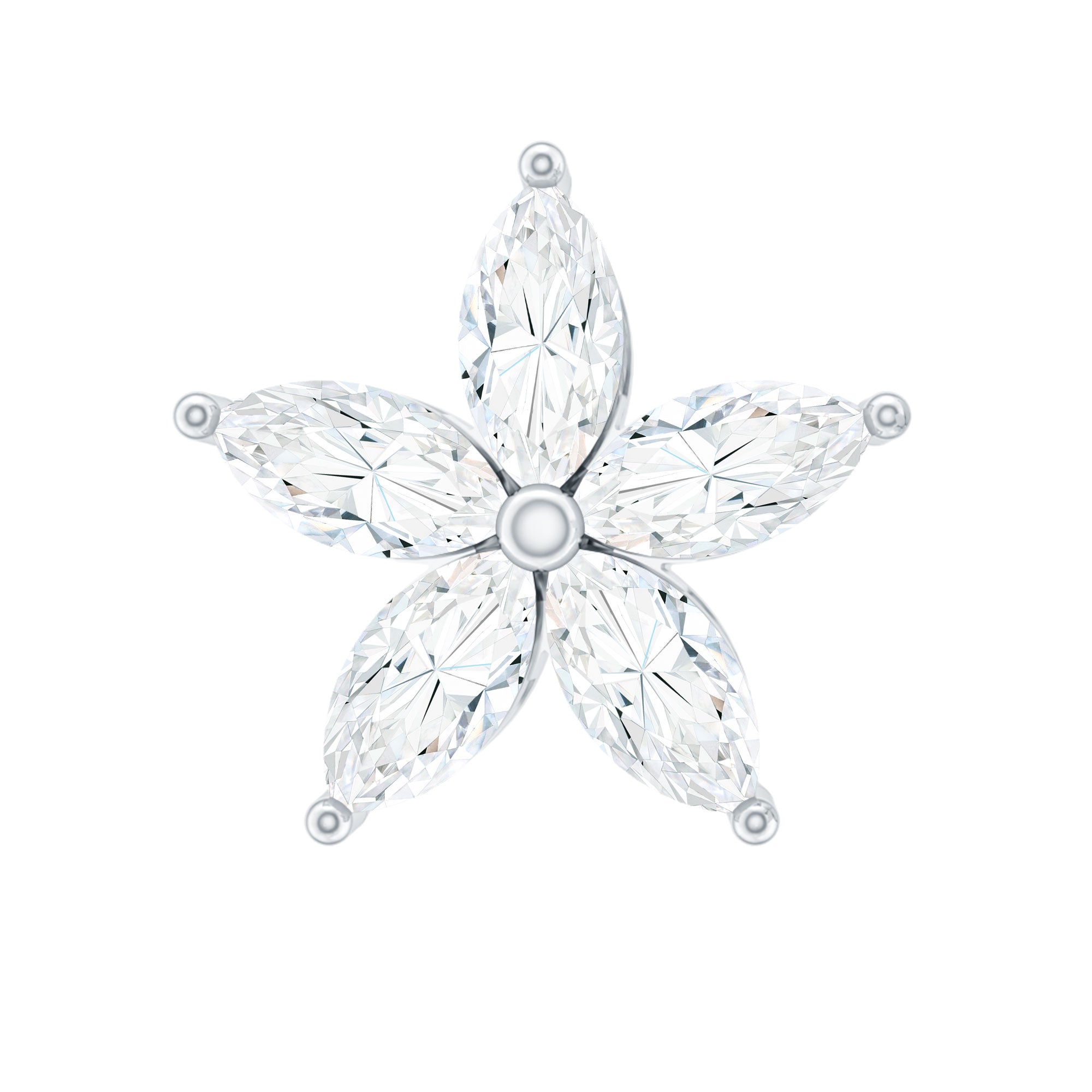 Marquise Cut Moissanite Floral Earring for Cartilage Piercing D-VS1 - Rosec Jewels