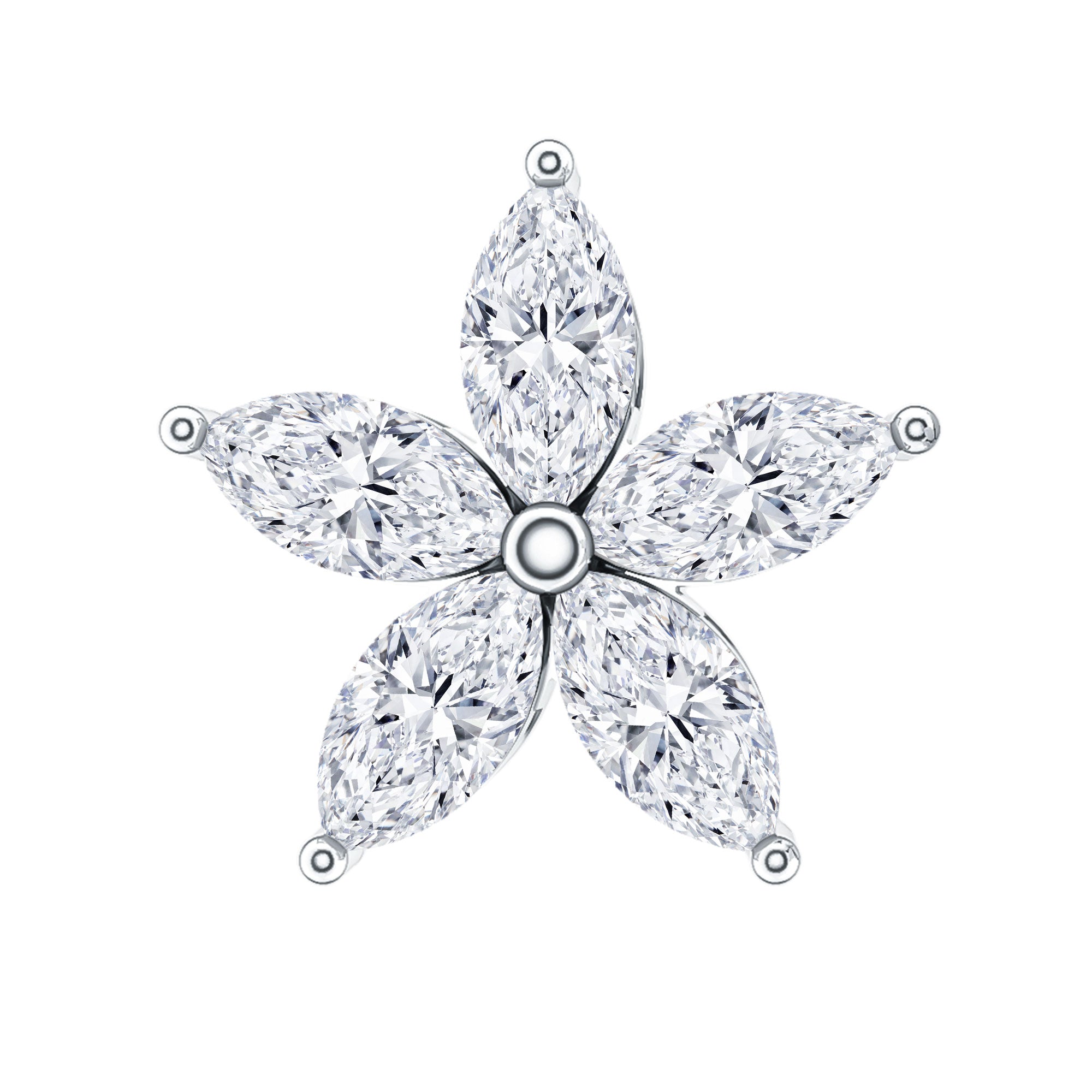 Marquise Cut Moissanite Floral Earring for Cartilage Piercing D-VS1 - Rosec Jewels