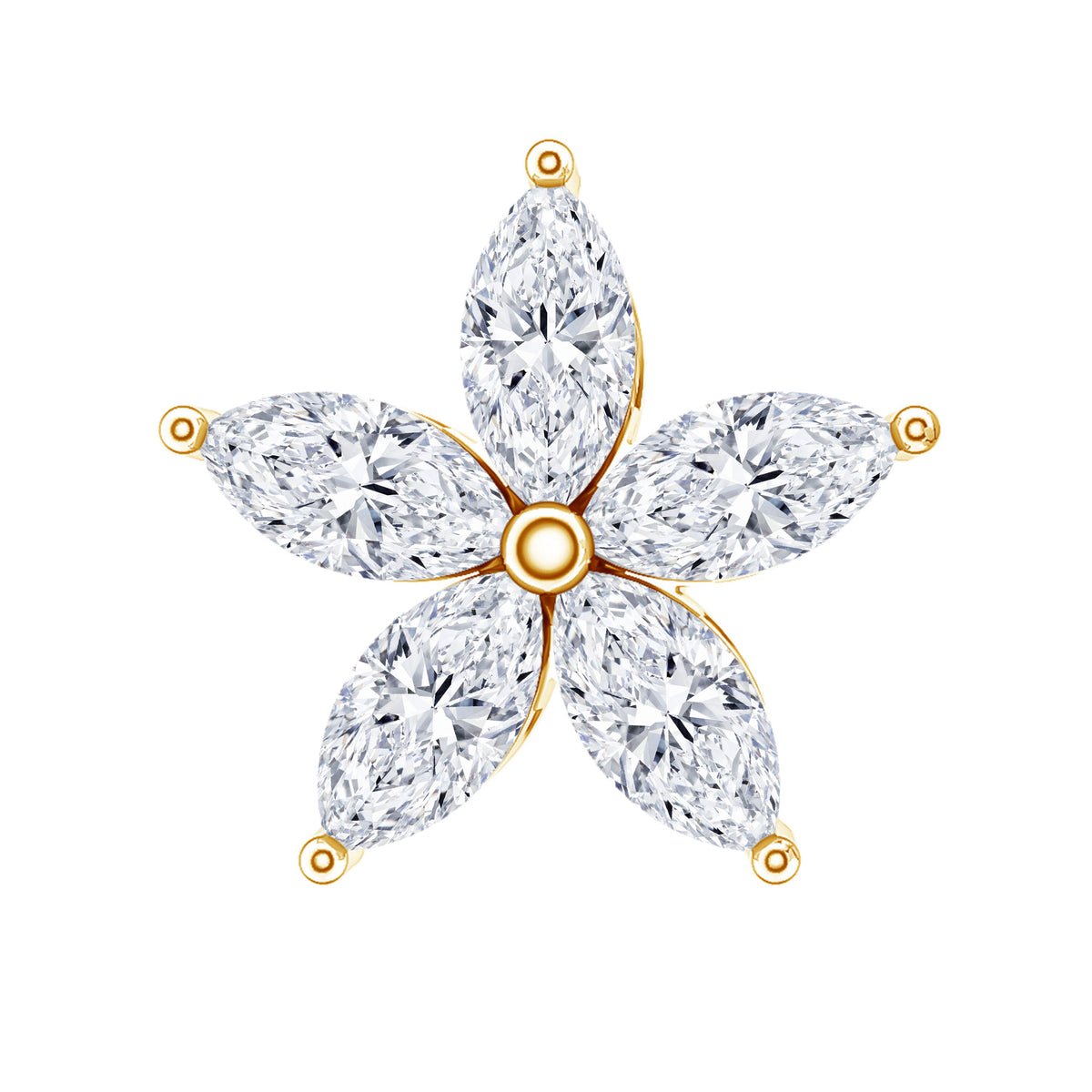 Marquise Cut Moissanite Floral Earring for Cartilage Piercing D-VS1 - Rosec Jewels