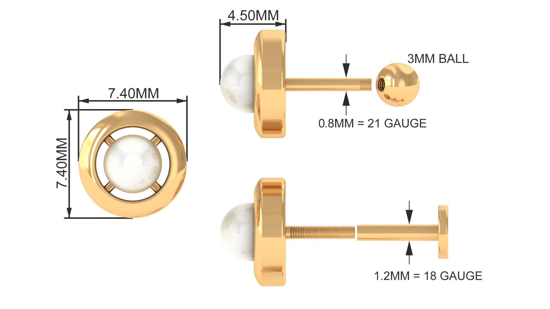 Rosec Jewels-Circle Freshwater Pearl Earring for Helix Piercing