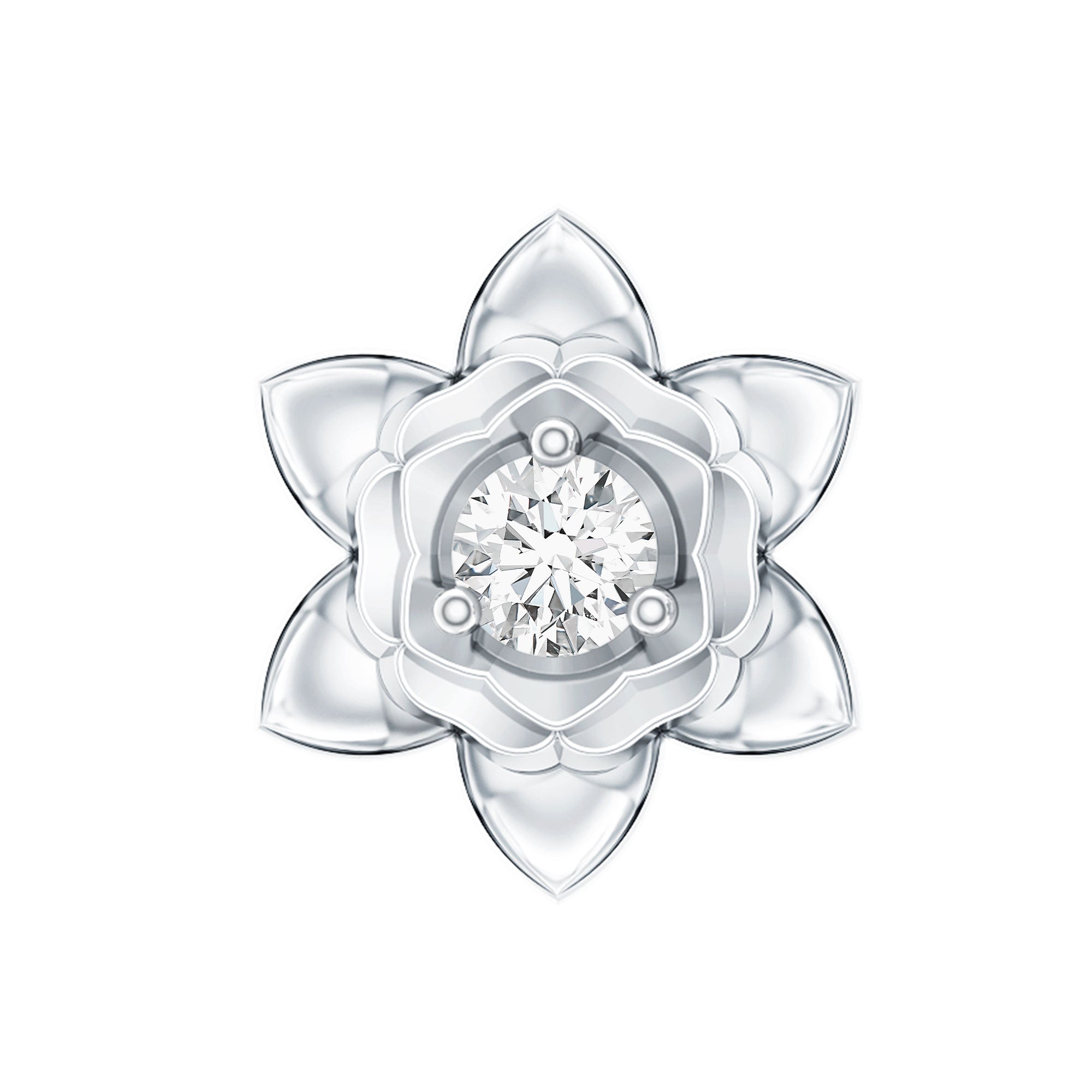 Diamond Lotus Flower Earring for Helix Piercing Natural - ( HI-SI ) - Rosec Jewels