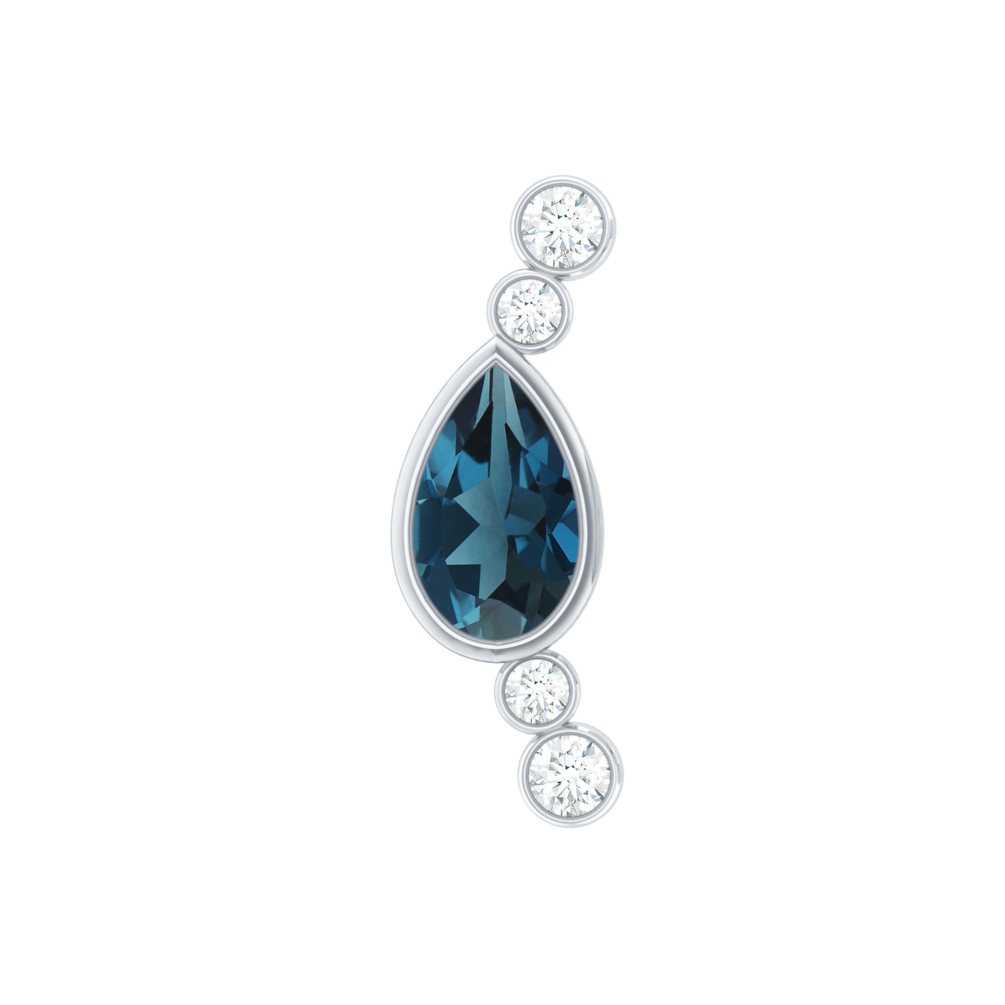 London Blue Topaz Ear Crawler Earring with Diamond AAA - Rosec Jewels