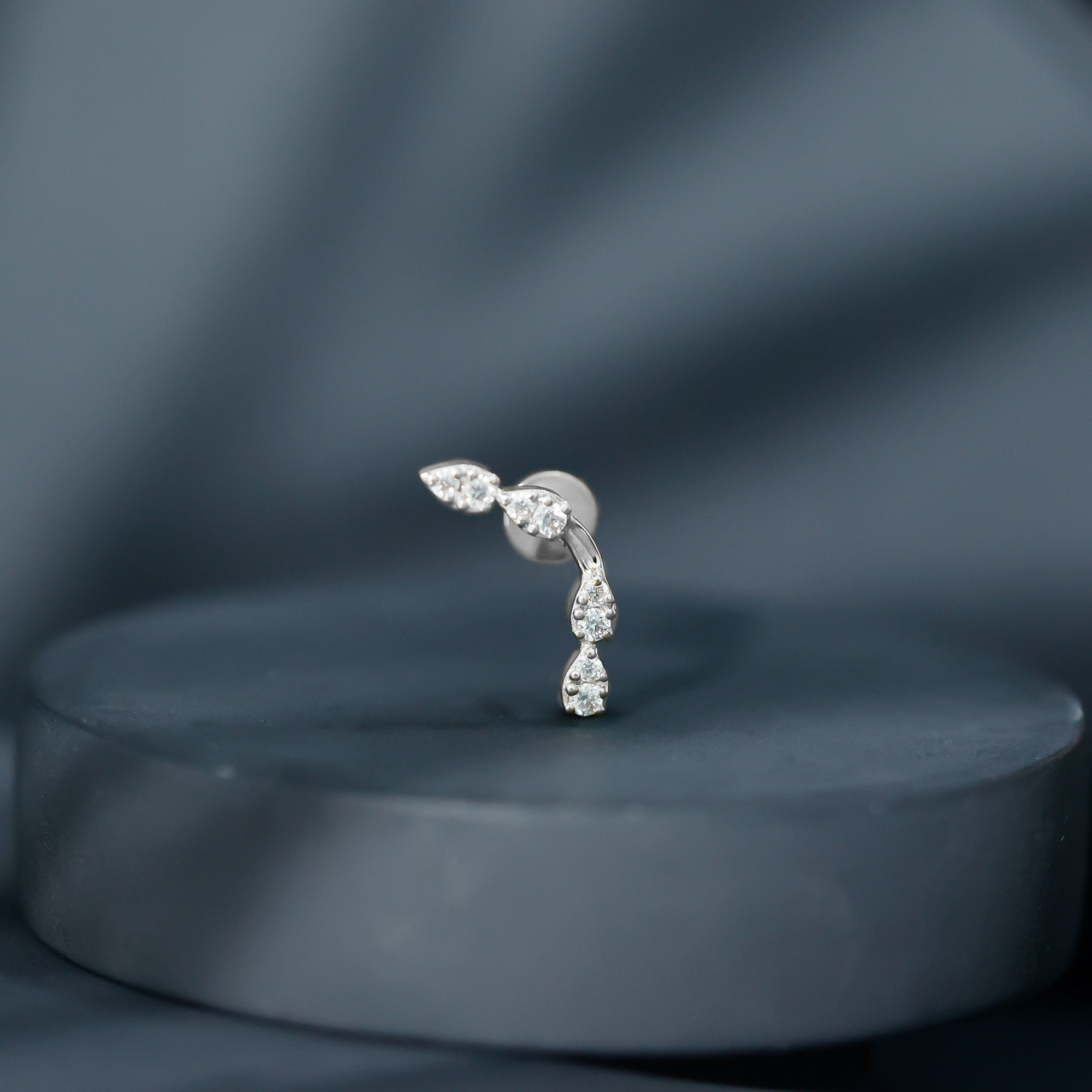 Certified Moissanite Curved Helix Earring for Her D-VS1 - Rosec Jewels