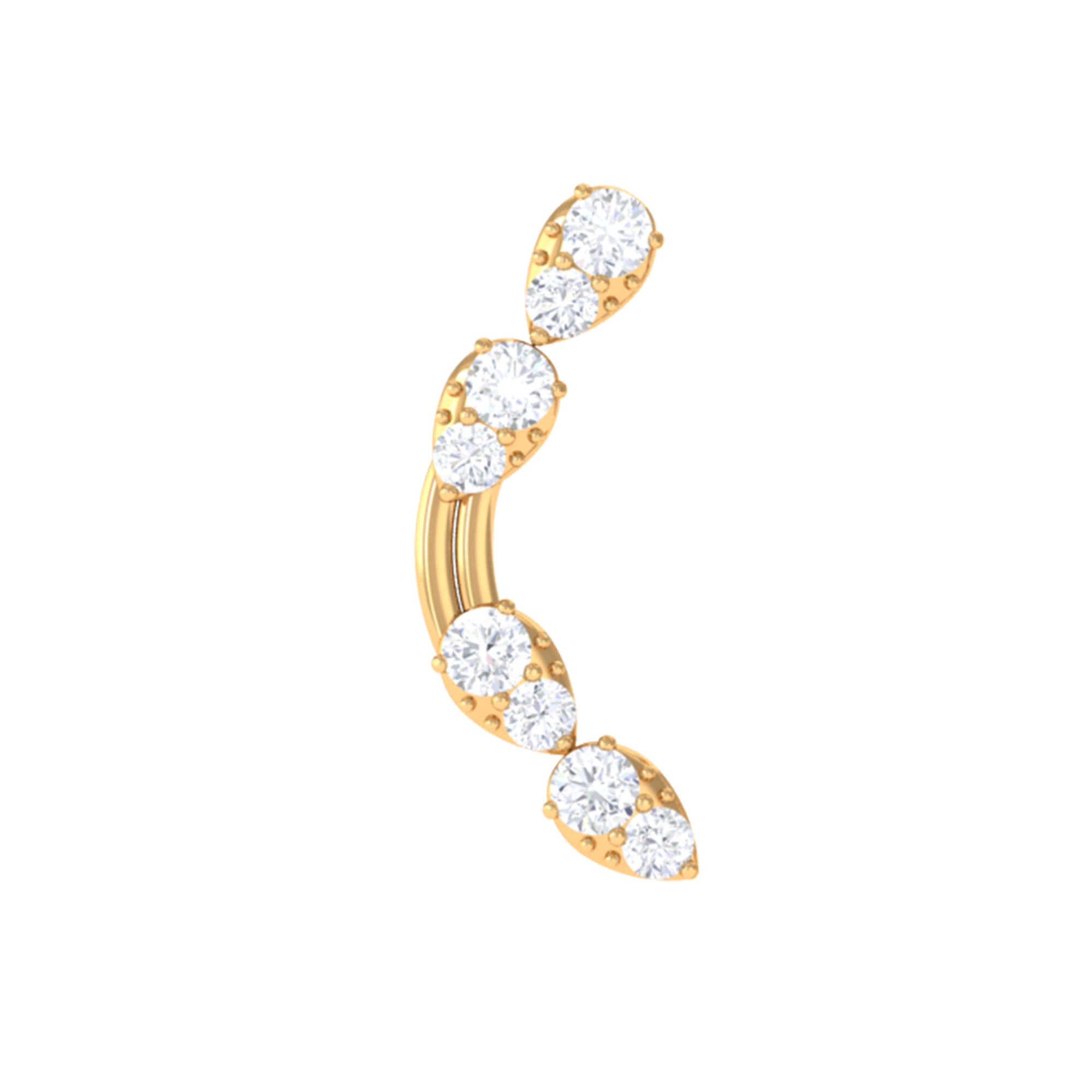 Certified Moissanite Curved Helix Earring for Her D-VS1 - Rosec Jewels