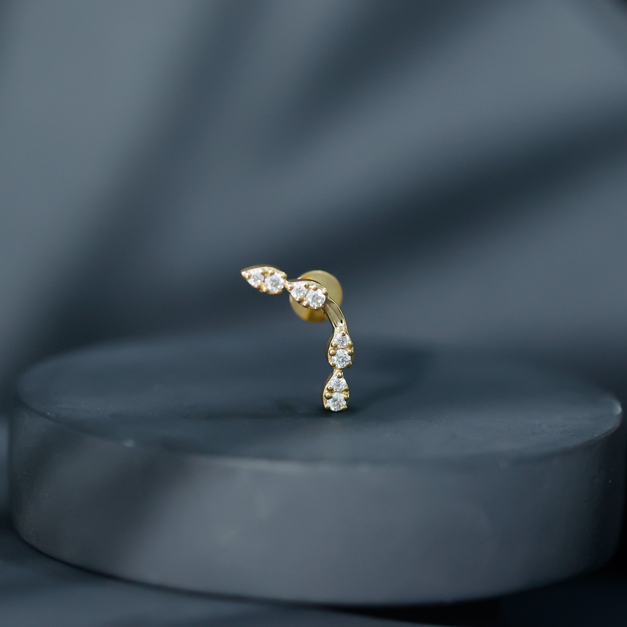 Certified Moissanite Curved Helix Earring for Her D-VS1 - Rosec Jewels