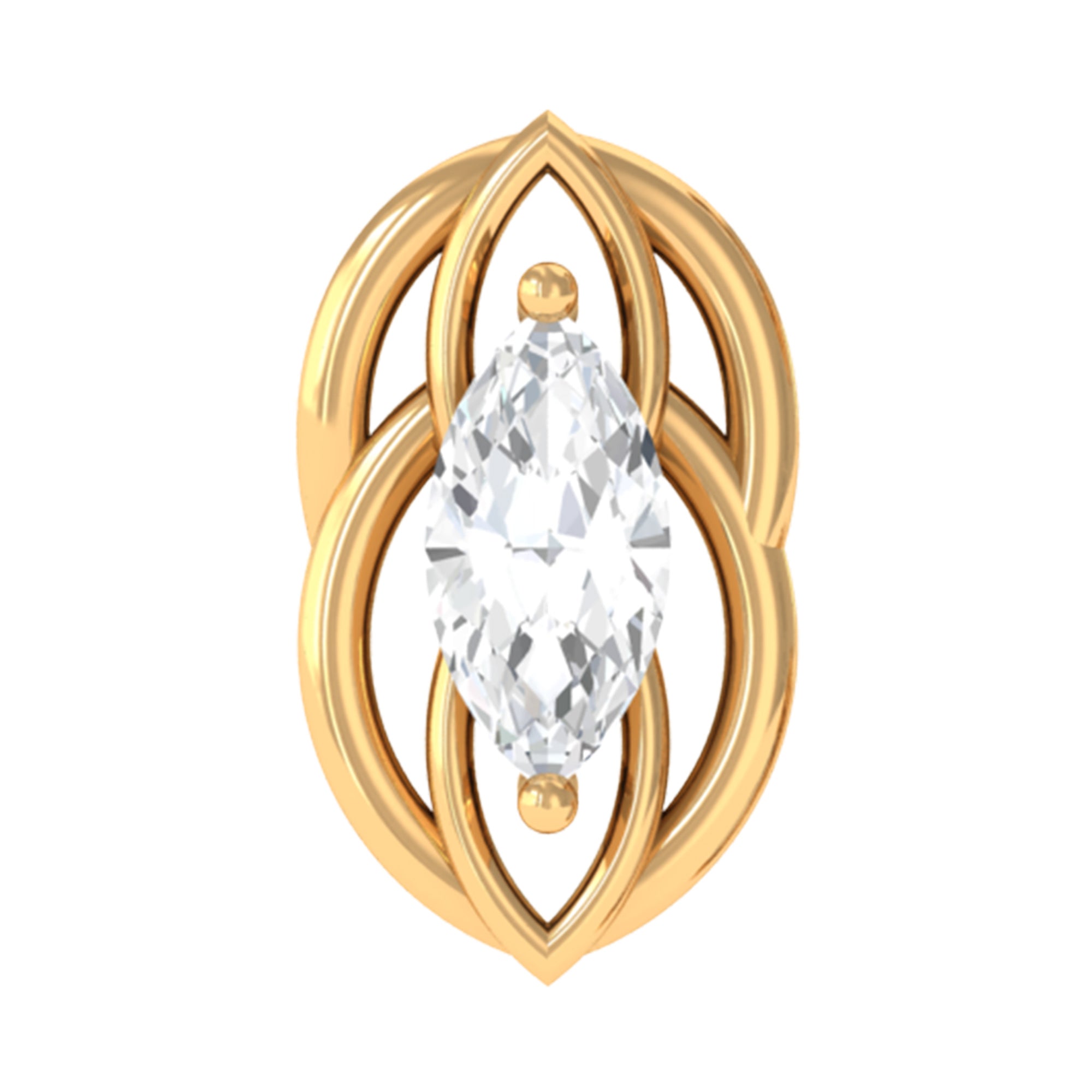 Minimal Marquise Cut Moissanite Cartilage Earring D-VS1 - Rosec Jewels