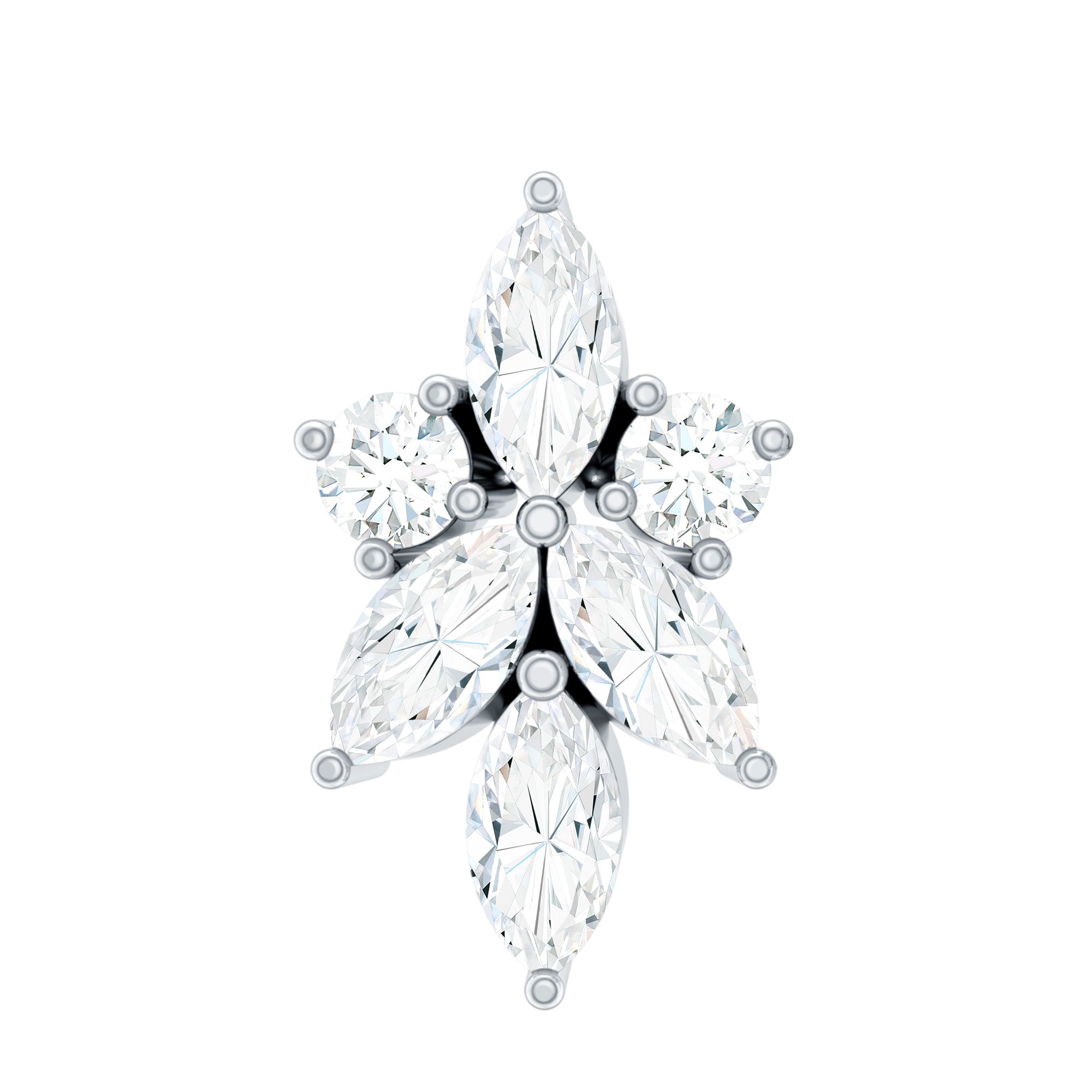 Marquise and Round Moissanite Cluster Floral Earring D-VS1 - Rosec Jewels
