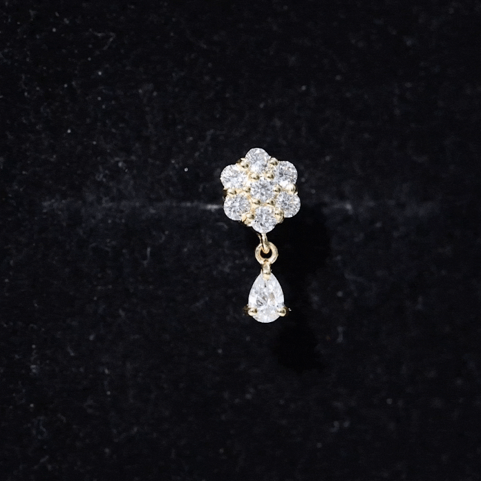 Moissanite Floral Drop Earring for Helix Piercing D-VS1 - Rosec Jewels