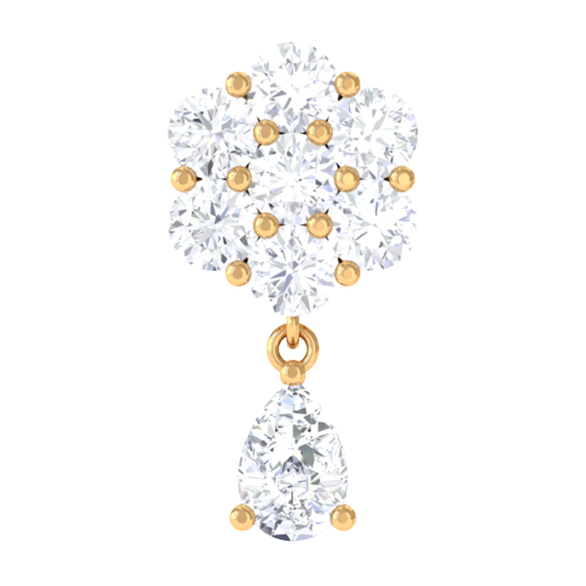 Moissanite Floral Drop Earring for Helix Piercing D-VS1 - Rosec Jewels