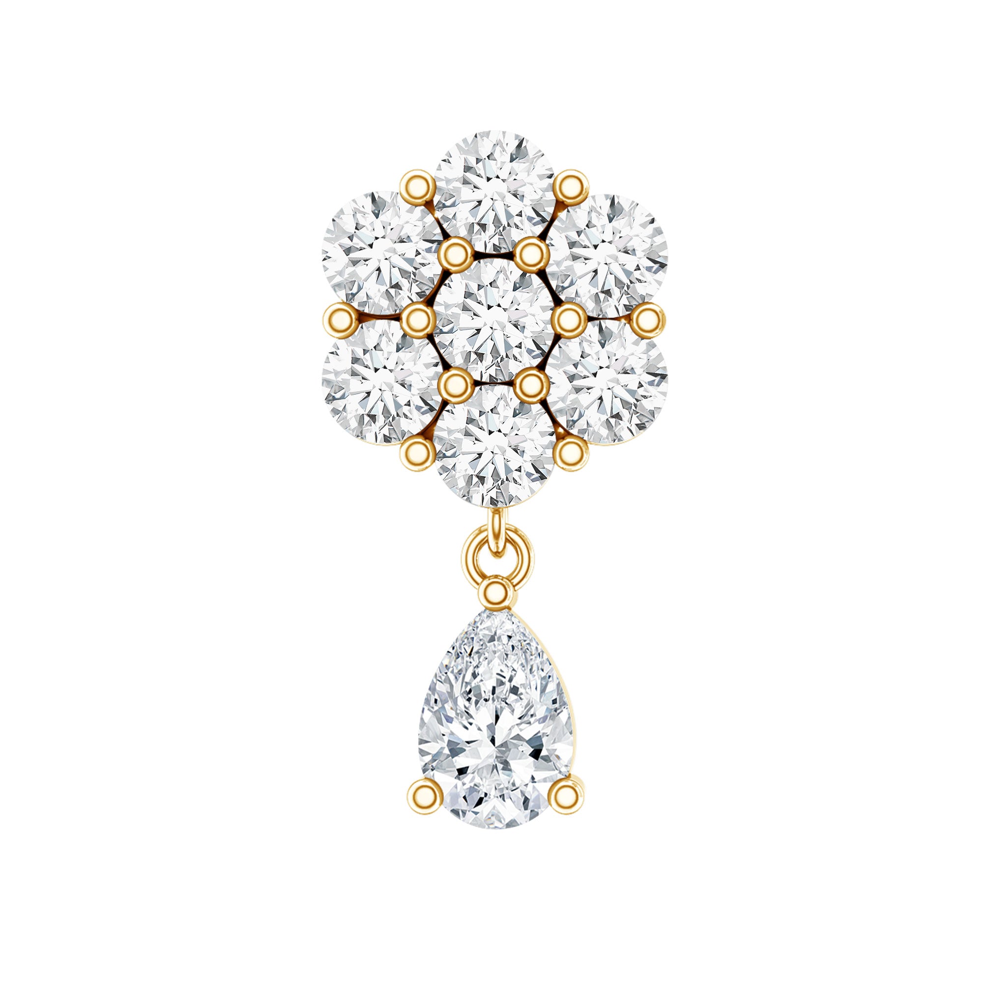 Moissanite Floral Drop Earring for Helix Piercing D-VS1 - Rosec Jewels