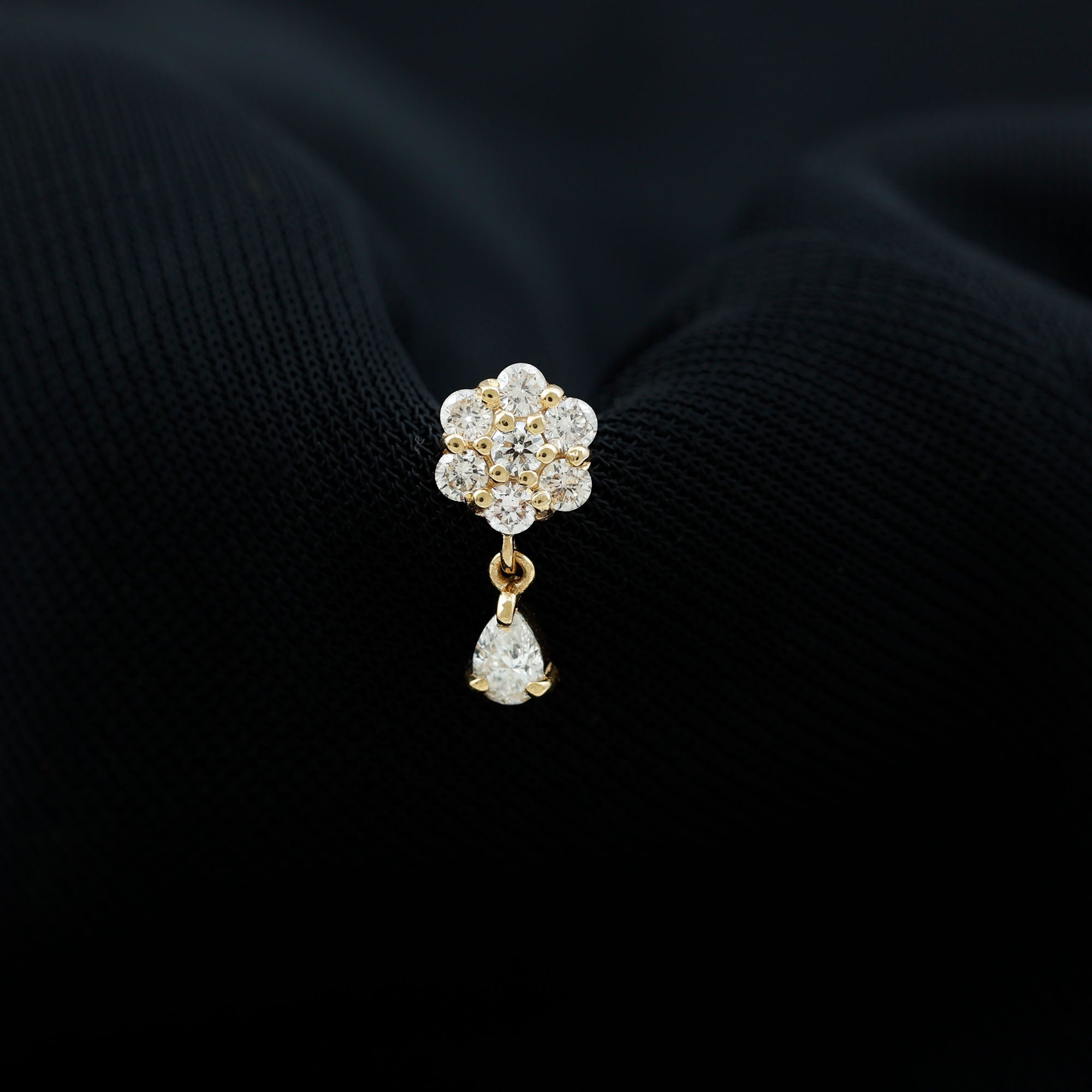 Moissanite Floral Drop Earring for Helix Piercing D-VS1 - Rosec Jewels