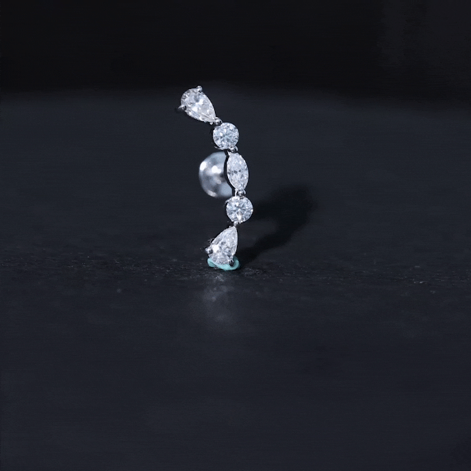 Certified Moissanite Curved Crawler Earring for Helix Piercing D-VS1 - Rosec Jewels