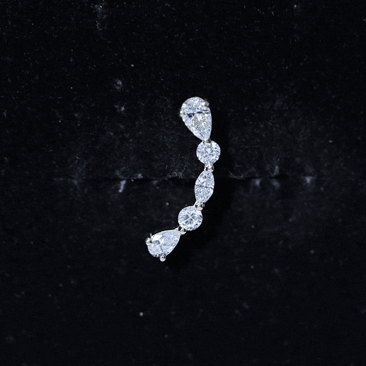 Certified Moissanite Curved Crawler Earring for Helix Piercing D-VS1 - Rosec Jewels