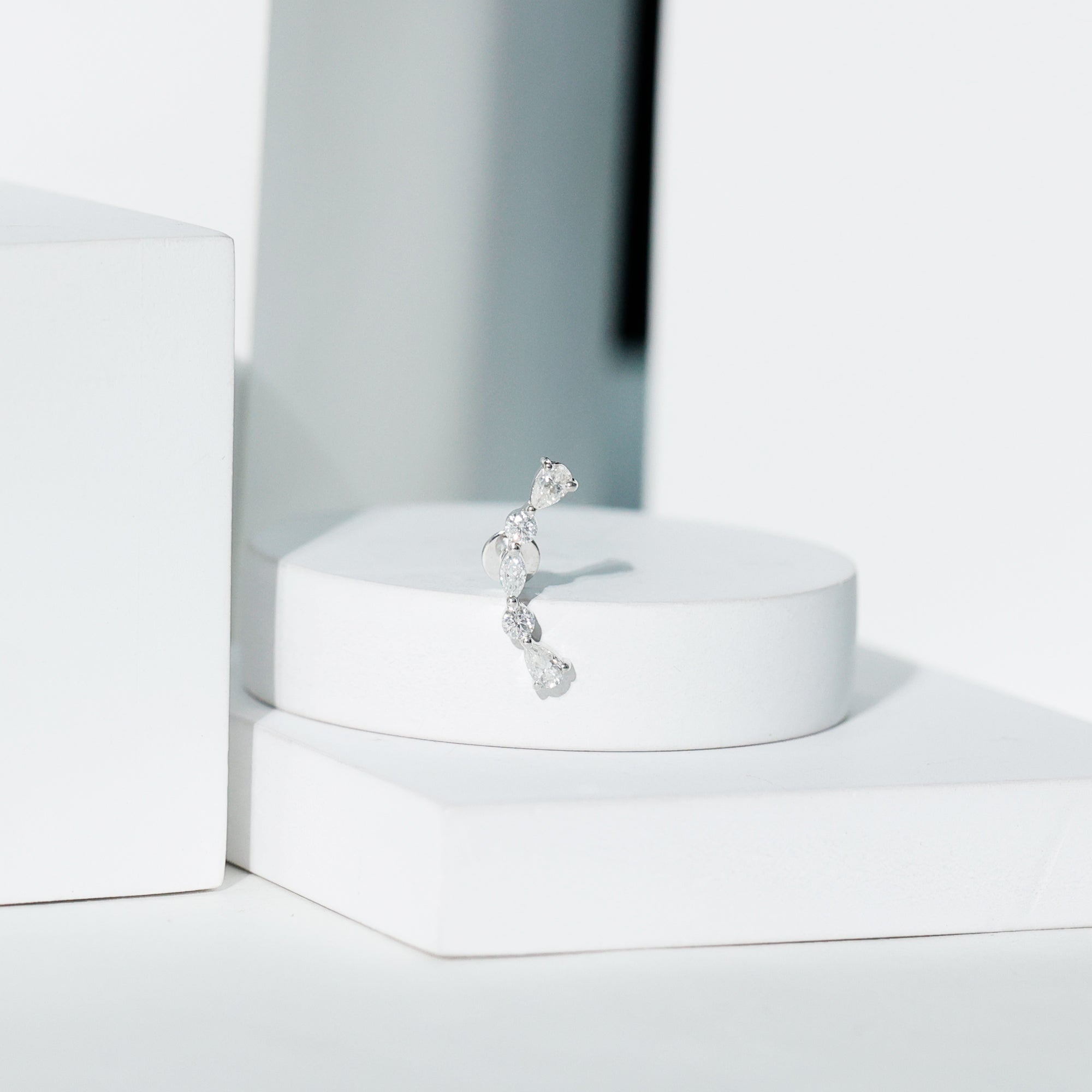 Certified Moissanite Curved Crawler Earring for Helix Piercing D-VS1 - Rosec Jewels