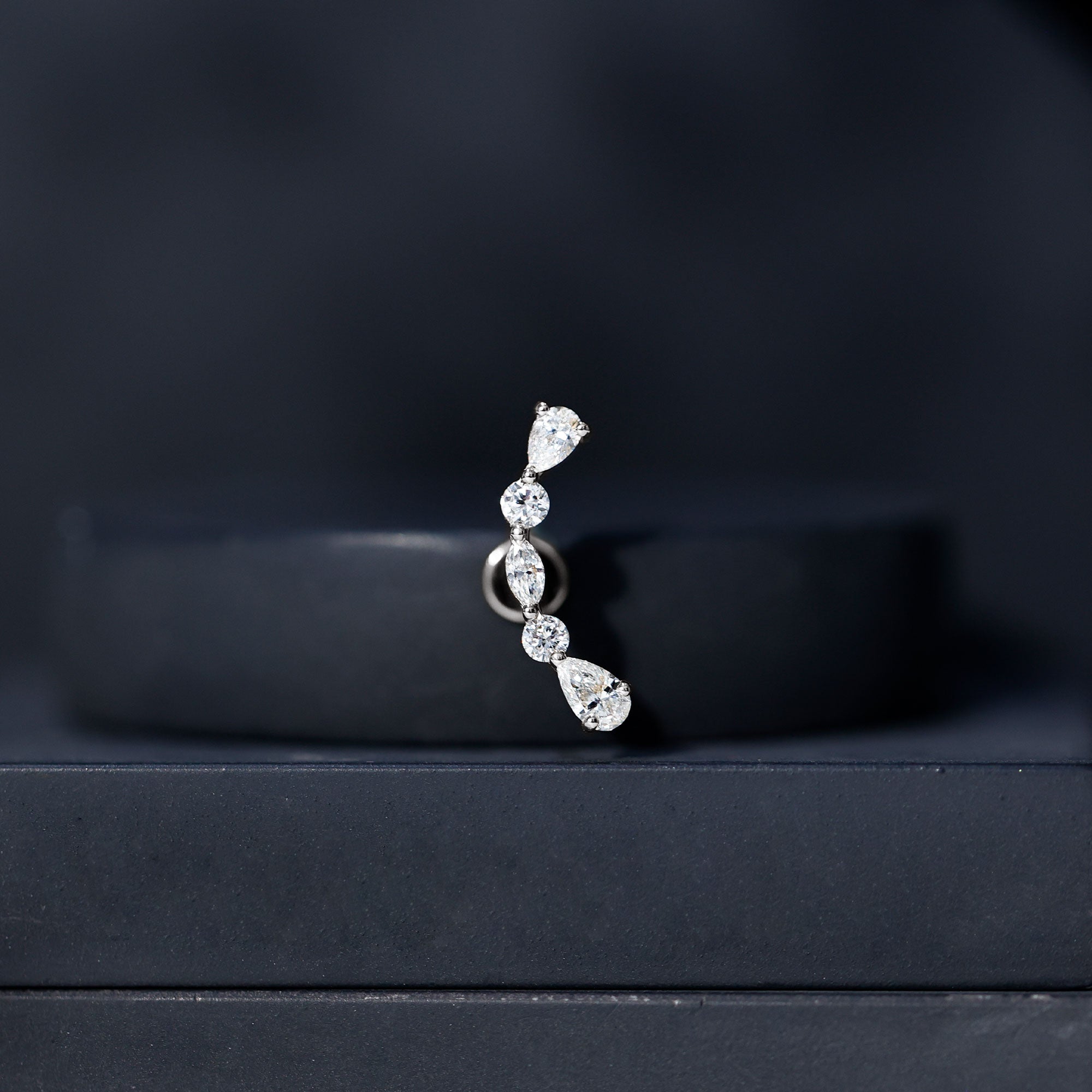 Certified Moissanite Curved Crawler Earring for Helix Piercing D-VS1 - Rosec Jewels