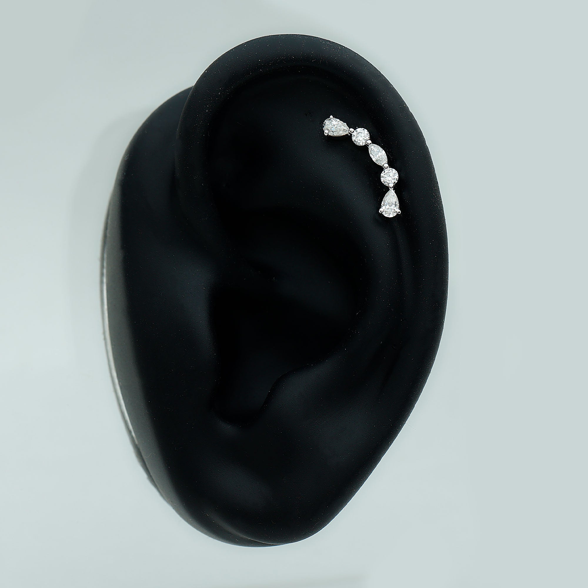 Certified Moissanite Curved Crawler Earring for Helix Piercing D-VS1 - Rosec Jewels