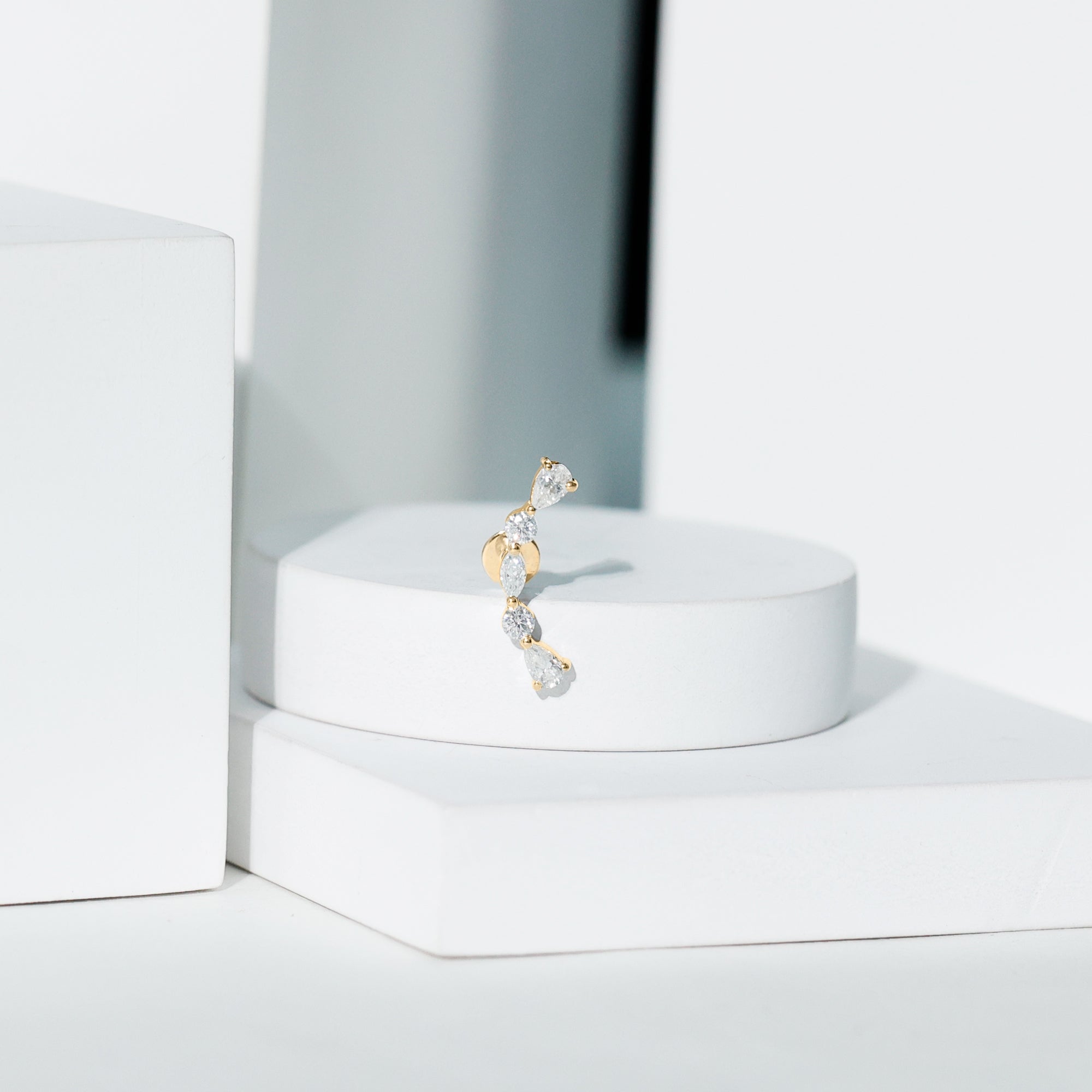 Certified Moissanite Curved Crawler Earring for Helix Piercing D-VS1 - Rosec Jewels