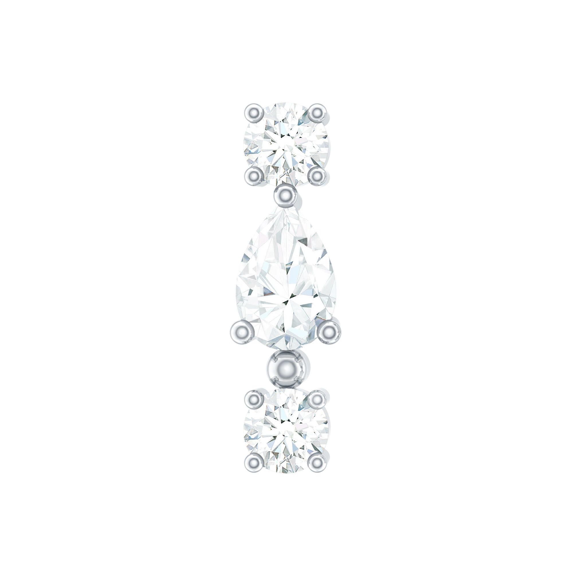 Natural Three Diamond Cartilage Earring with Flat Back Natural - ( HI-SI ) - Rosec Jewels