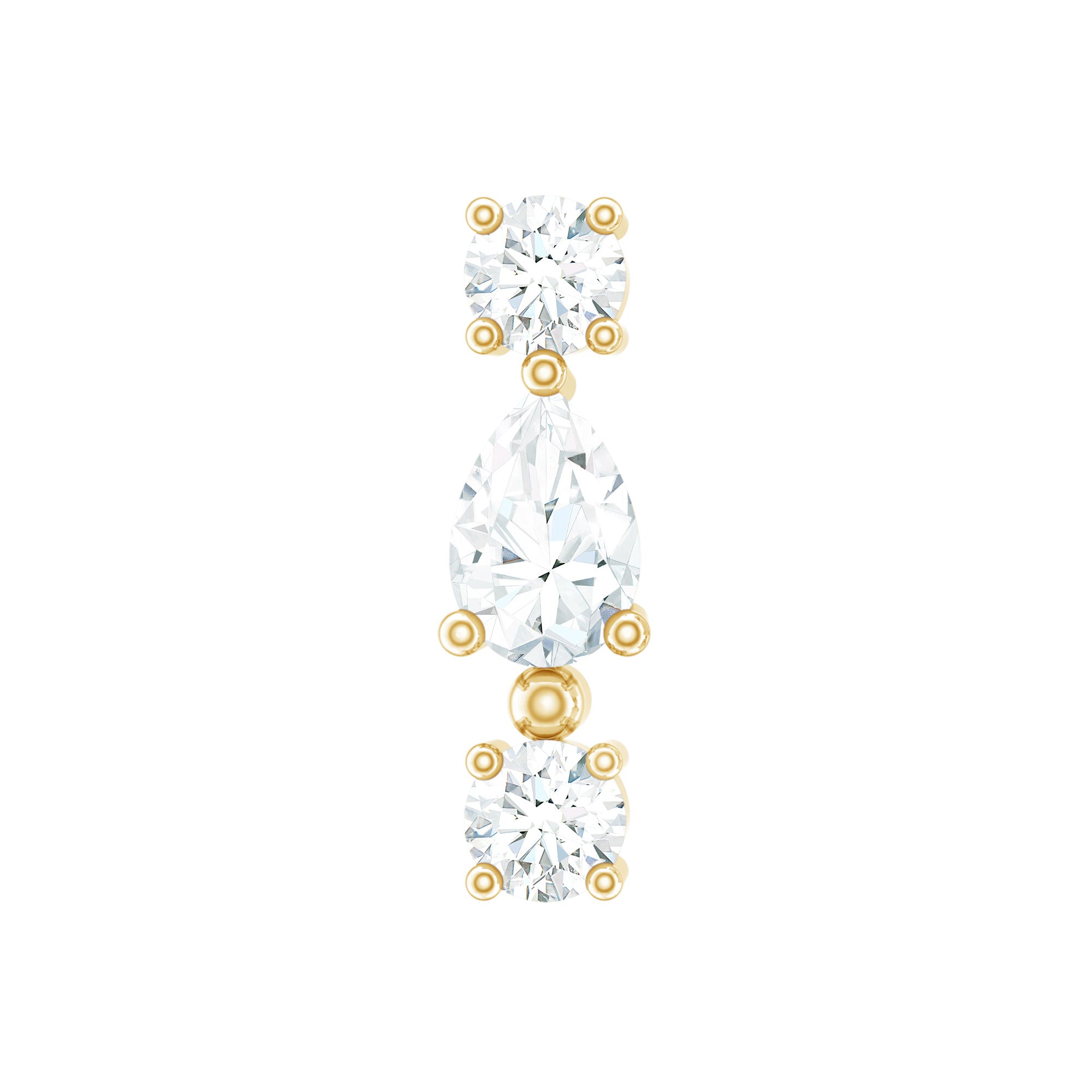 Natural Three Diamond Cartilage Earring with Flat Back Natural - ( HI-SI ) - Rosec Jewels