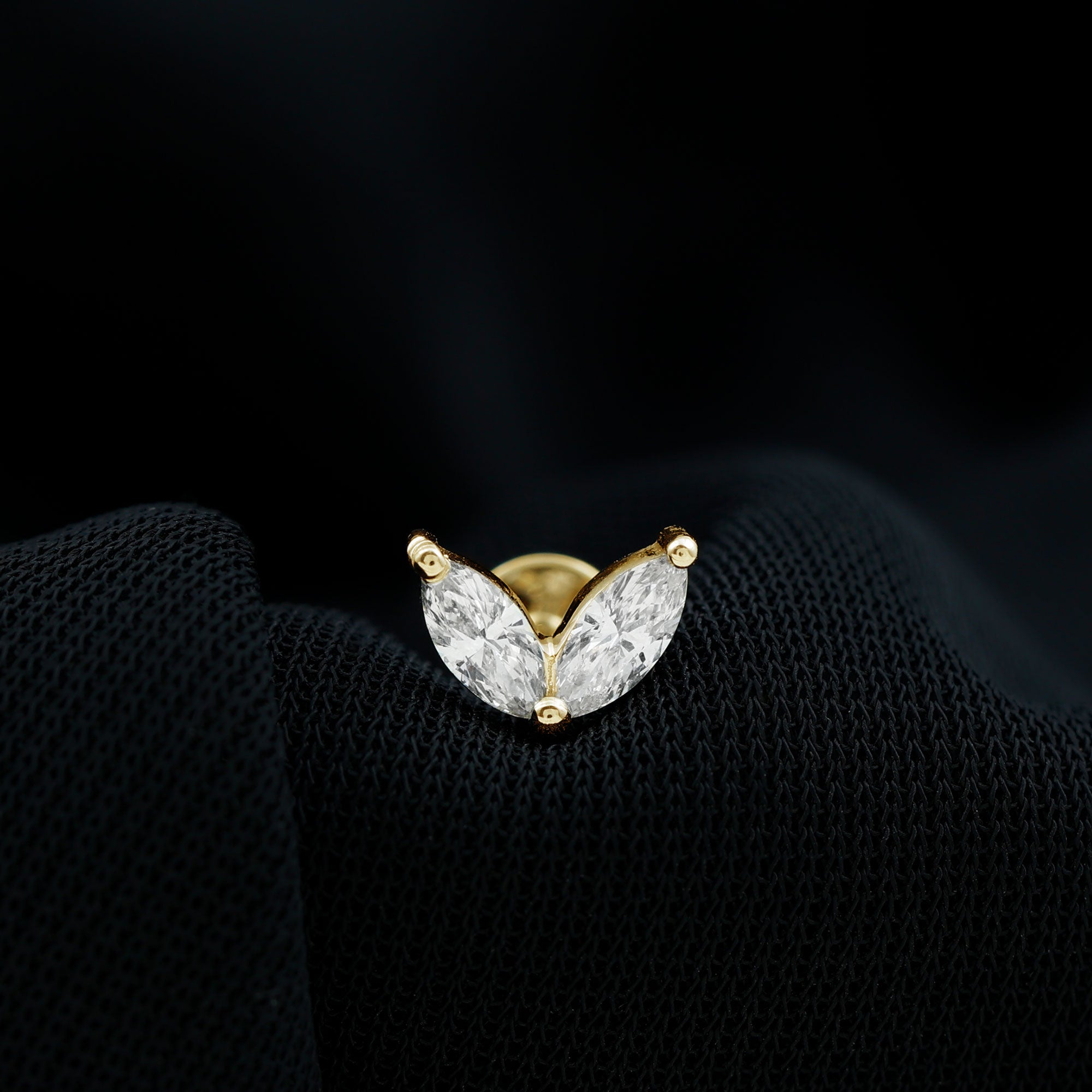 Marquise Cut Moissanite Two Stone Leaf Helix Earring D-VS1 - Rosec Jewels