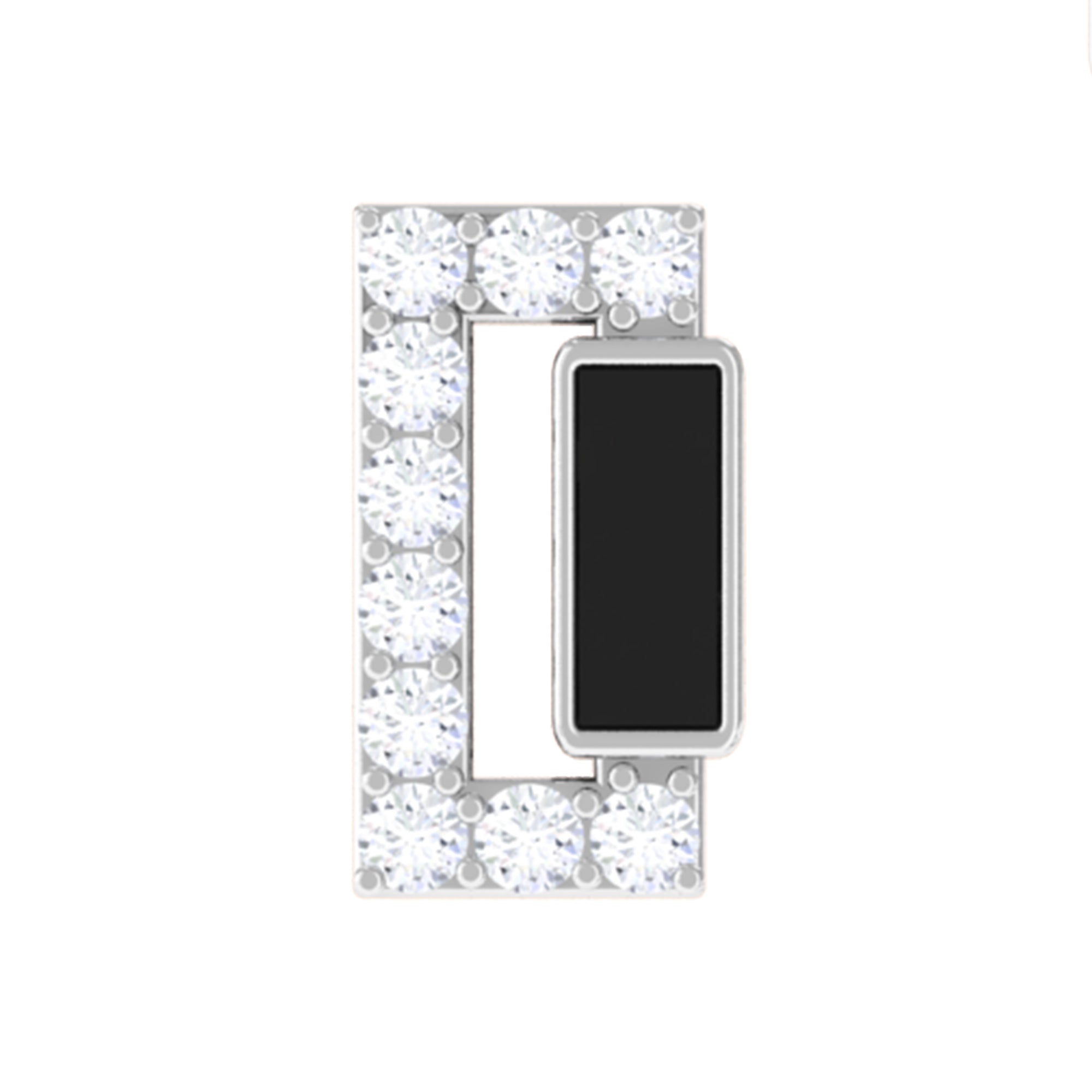 Rosec Jewels-Diamond Gold Bar Tragus Earring with Black Enamel