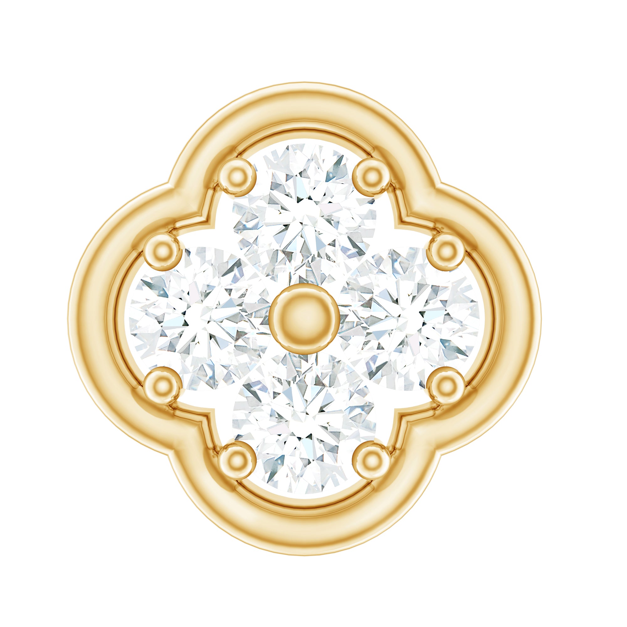 Moissanite Cluster Clover Earring for Helix Piercing