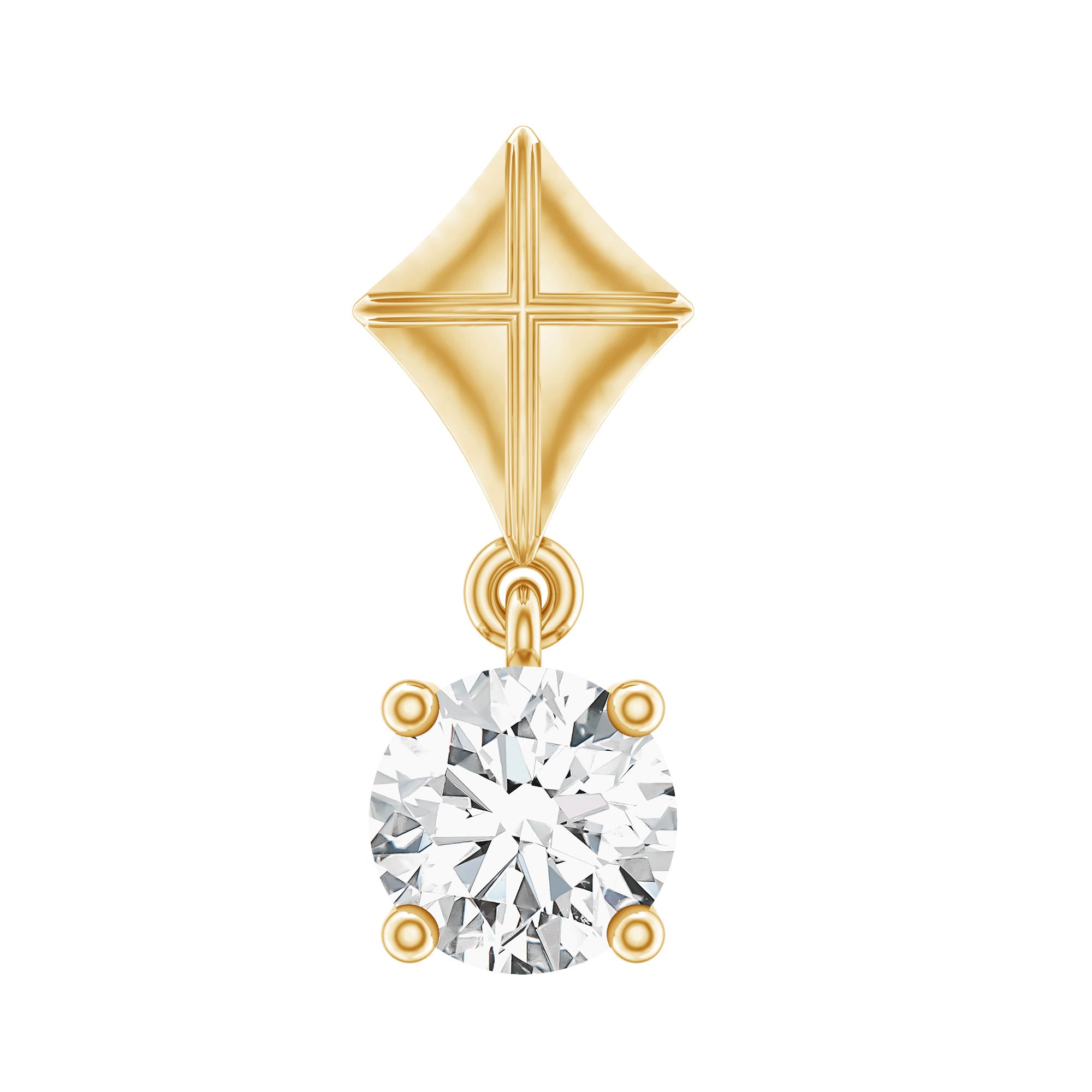Diamond Dangling Earring for Helix Piercing Natural - ( HI-SI ) - Rosec Jewels