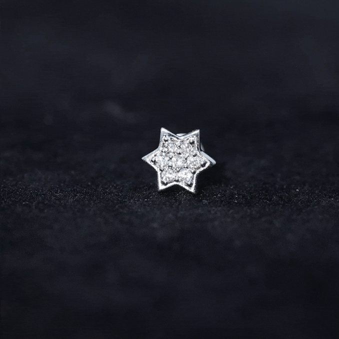 Round Moissanite Star Earring for Cartilage Piercing D-VS1 - Rosec Jewels