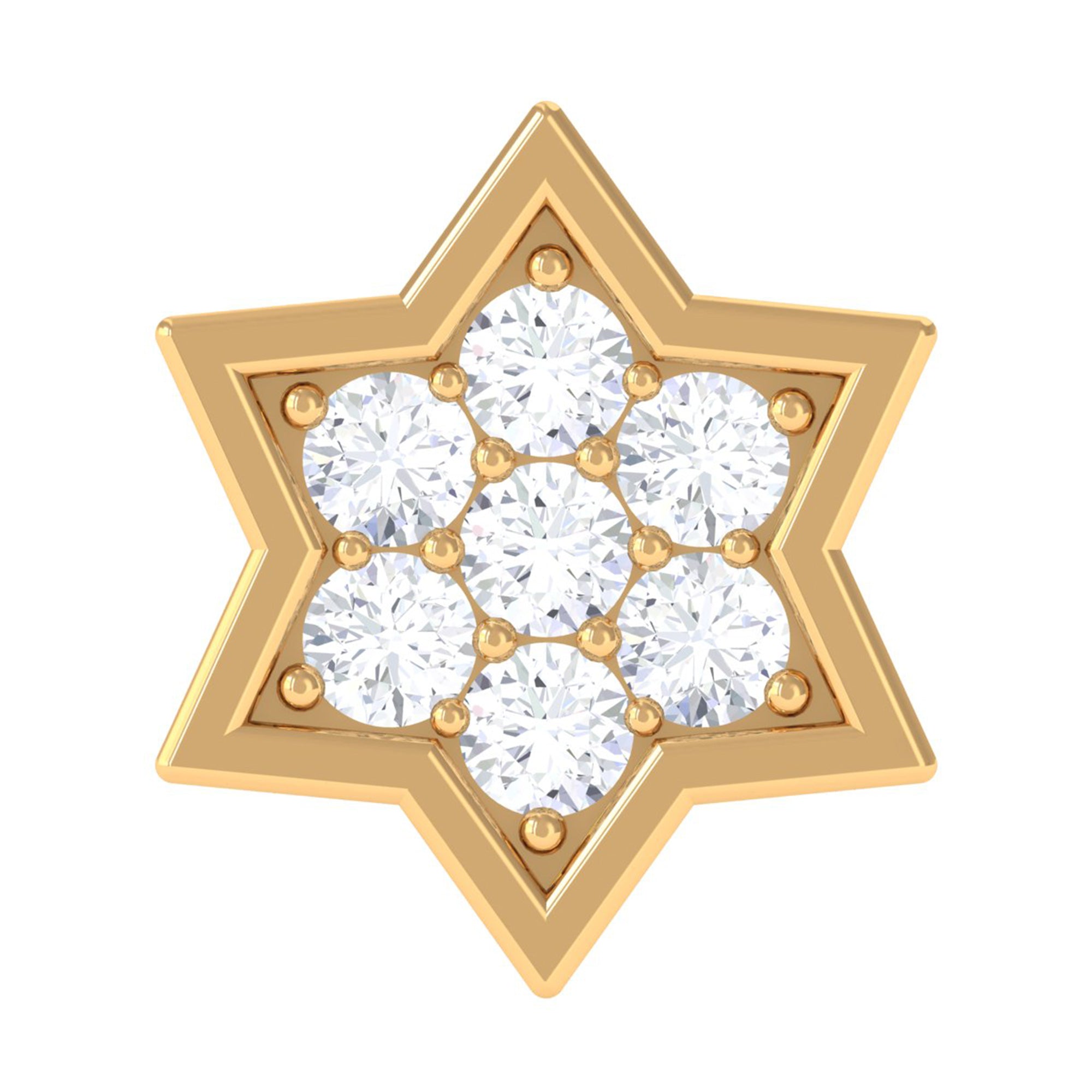 Round Moissanite Star Earring for Cartilage Piercing D-VS1 - Rosec Jewels