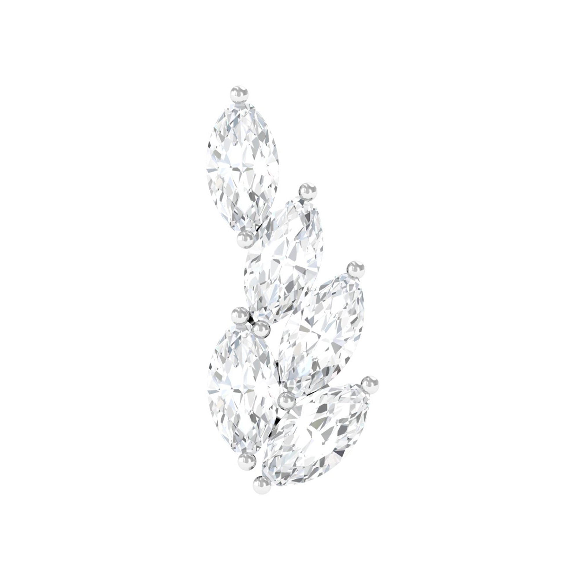 Marquise Moissanite Leaf Earring for Helix Piercing D-VS1 - Rosec Jewels