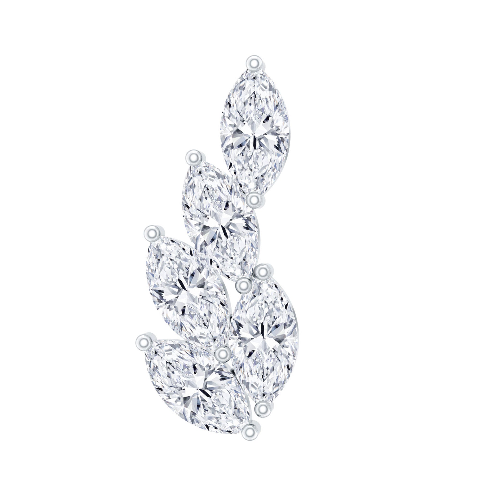 Marquise Moissanite Leaf Earring for Helix Piercing