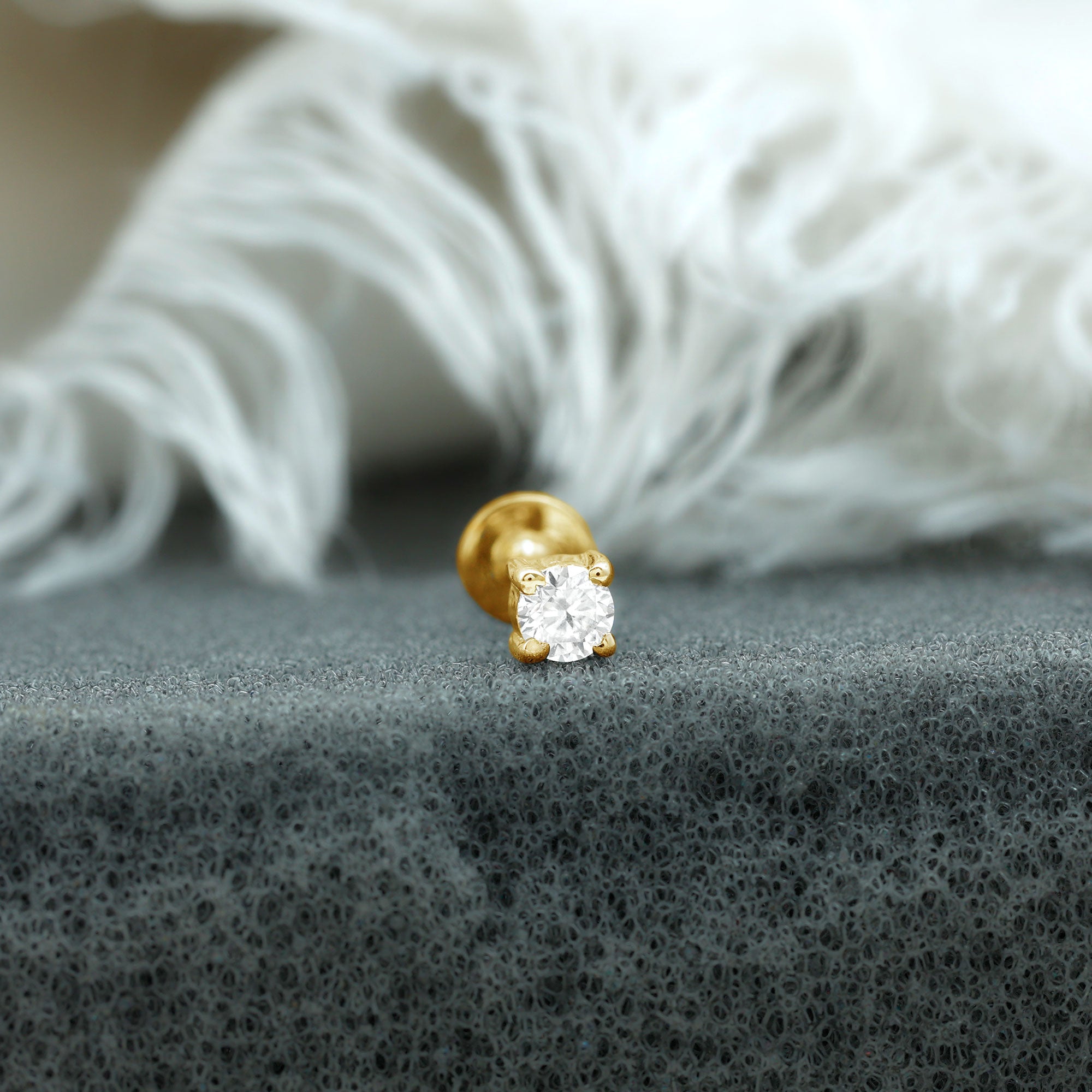 Dainty Moissanite Solitaire Conch Earring D-VS1 - Rosec Jewels