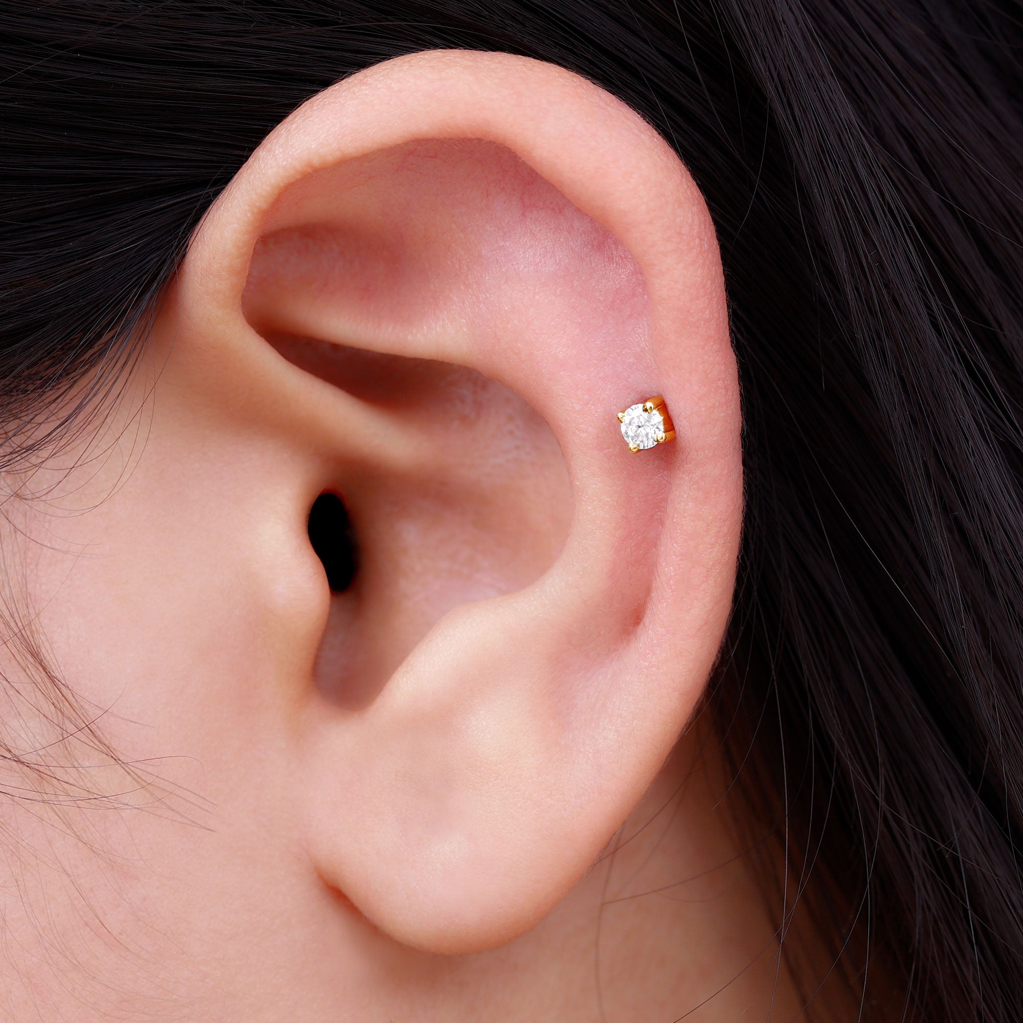 Dainty Moissanite Solitaire Conch Earring D-VS1 - Rosec Jewels