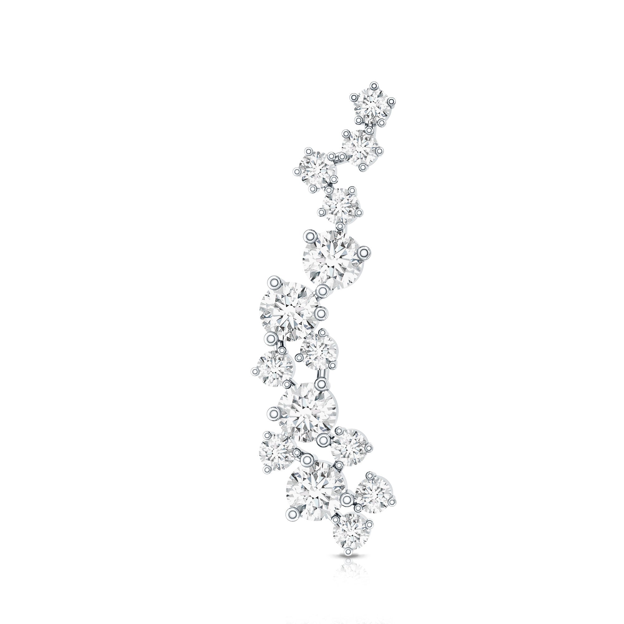 Certified Moissanite Cluster Crawler Earring For Her D-VS1 - Rosec Jewels