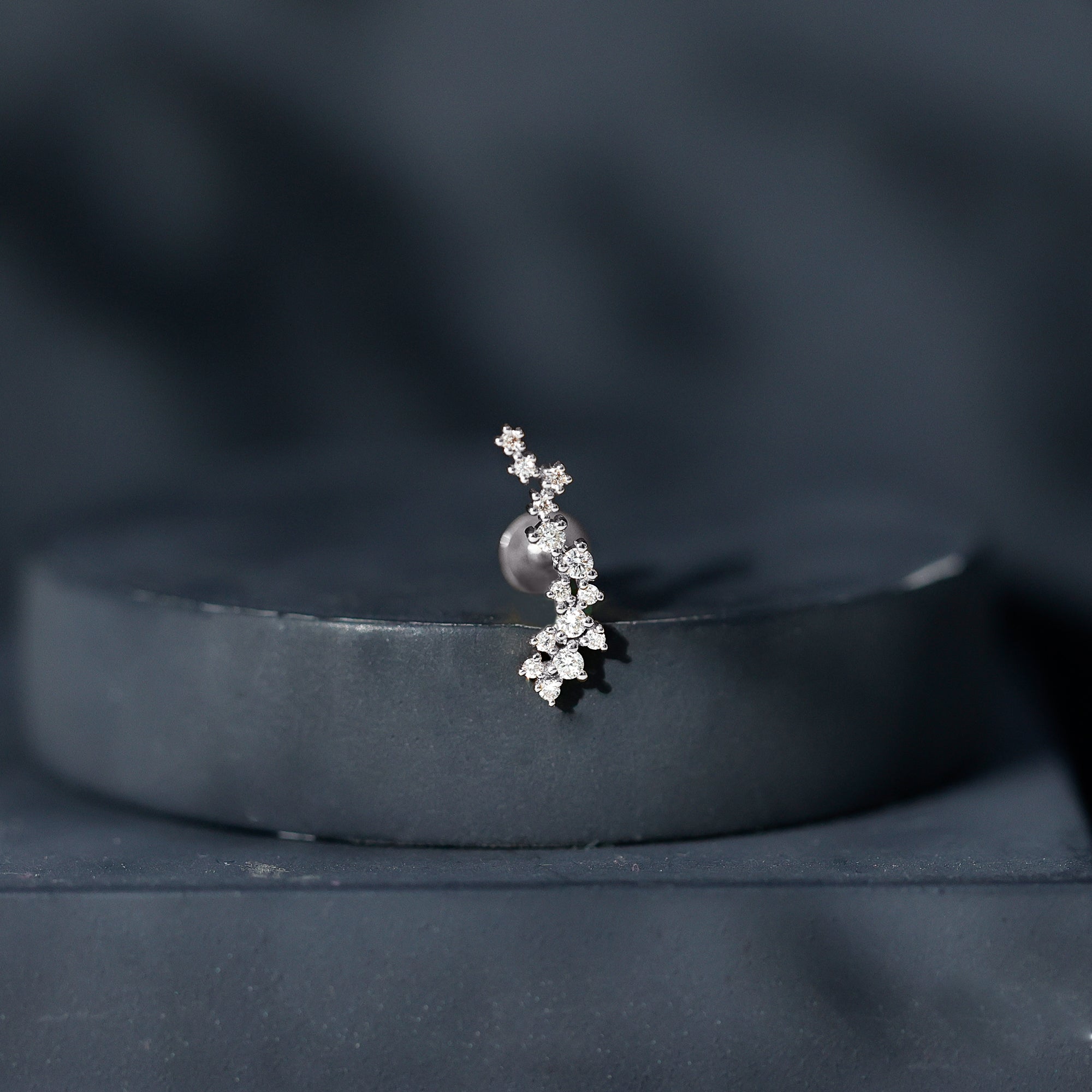 Certified Moissanite Cluster Crawler Earring For Her D-VS1 - Rosec Jewels
